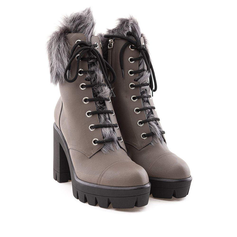 Gray Eco Leather Boot - ventzia