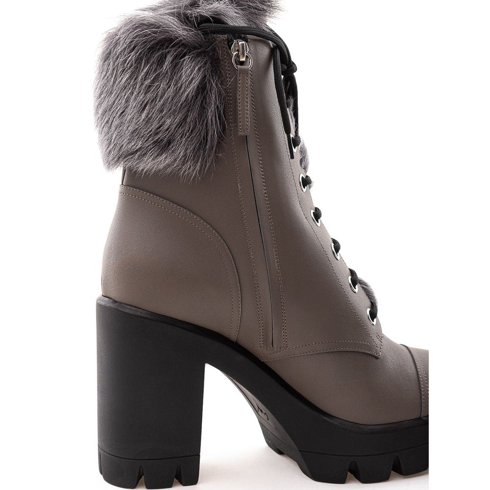 Gray Eco Leather Boot - ventzia