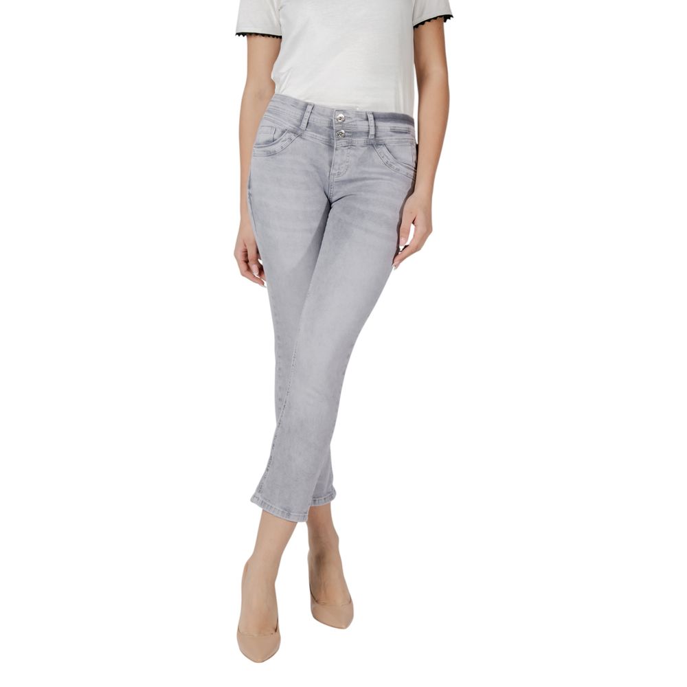 Gray Cotton Skinny Jeans - ventzia