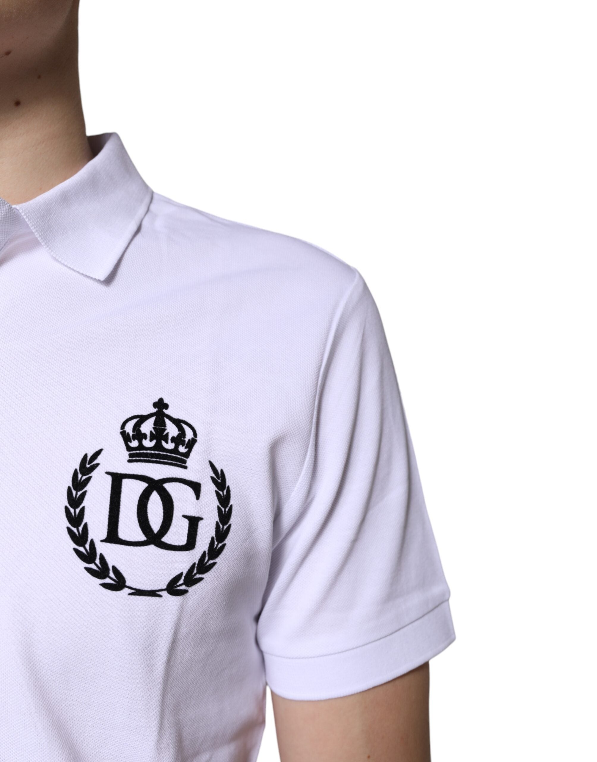 White Cotton Crown Collared Men Polo T-shirt - ventzia