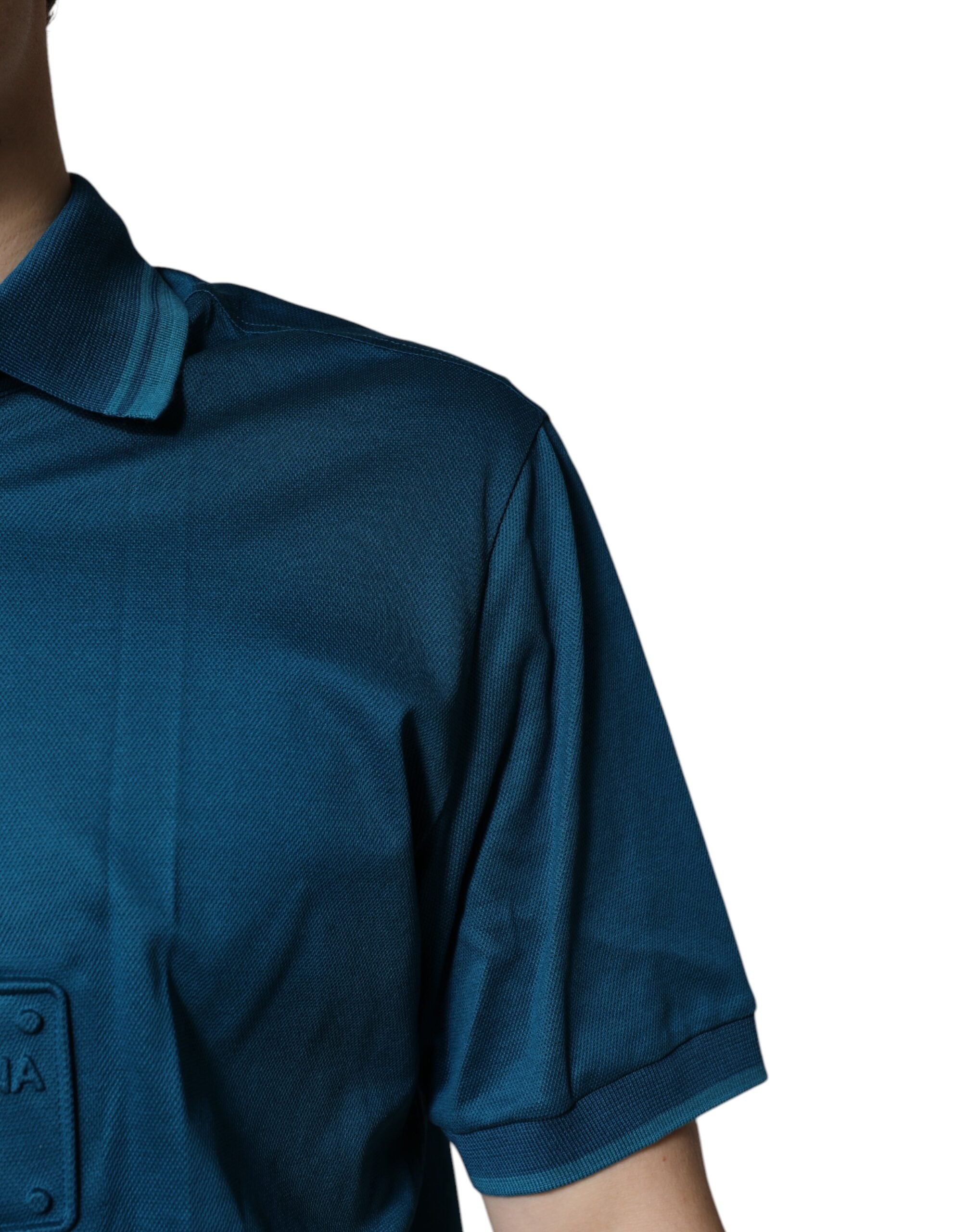 Blue Logo Cotton Men Polo Shirt T-shirt - ventzia