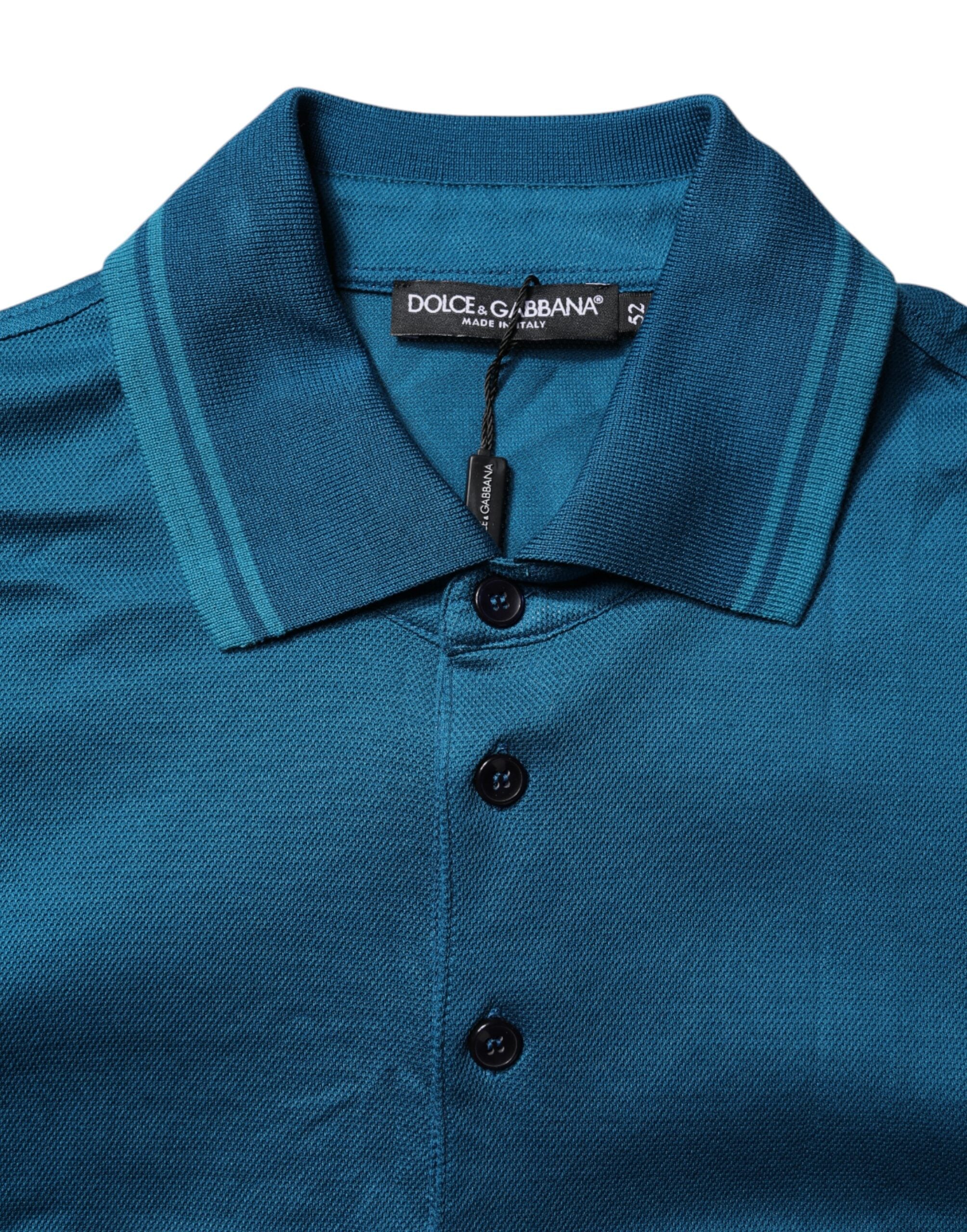 Blue Logo Cotton Men Polo Shirt T-shirt - ventzia
