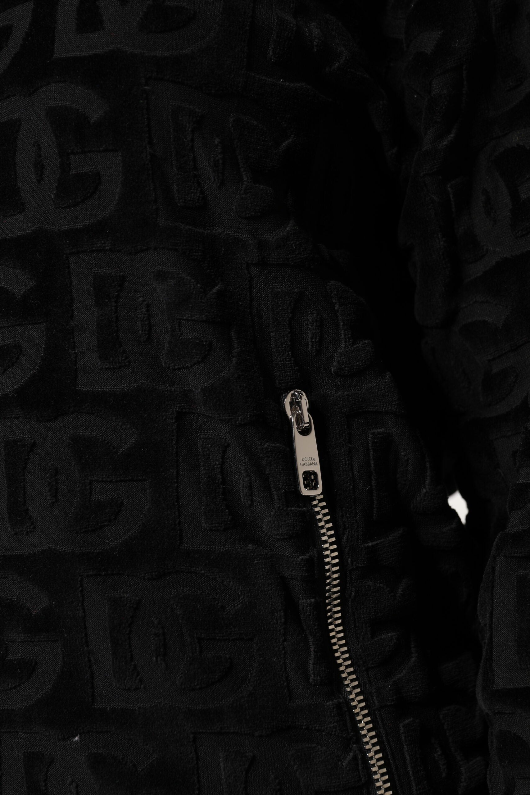 Black Logo Monogram Full Zip Bomber Jacket - ventzia