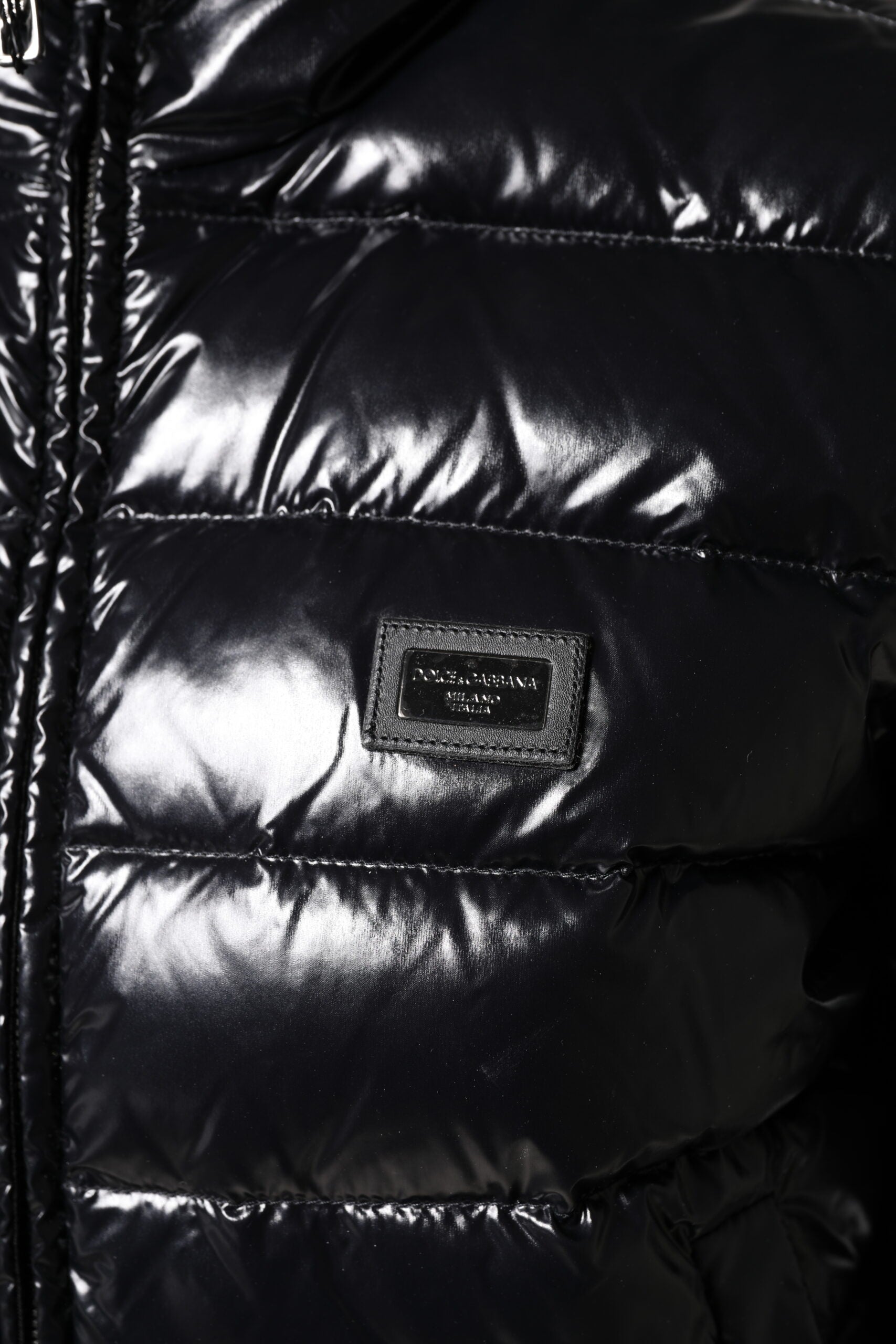 Black Logo Plaque Full Zip Puffer Jacket - ventzia