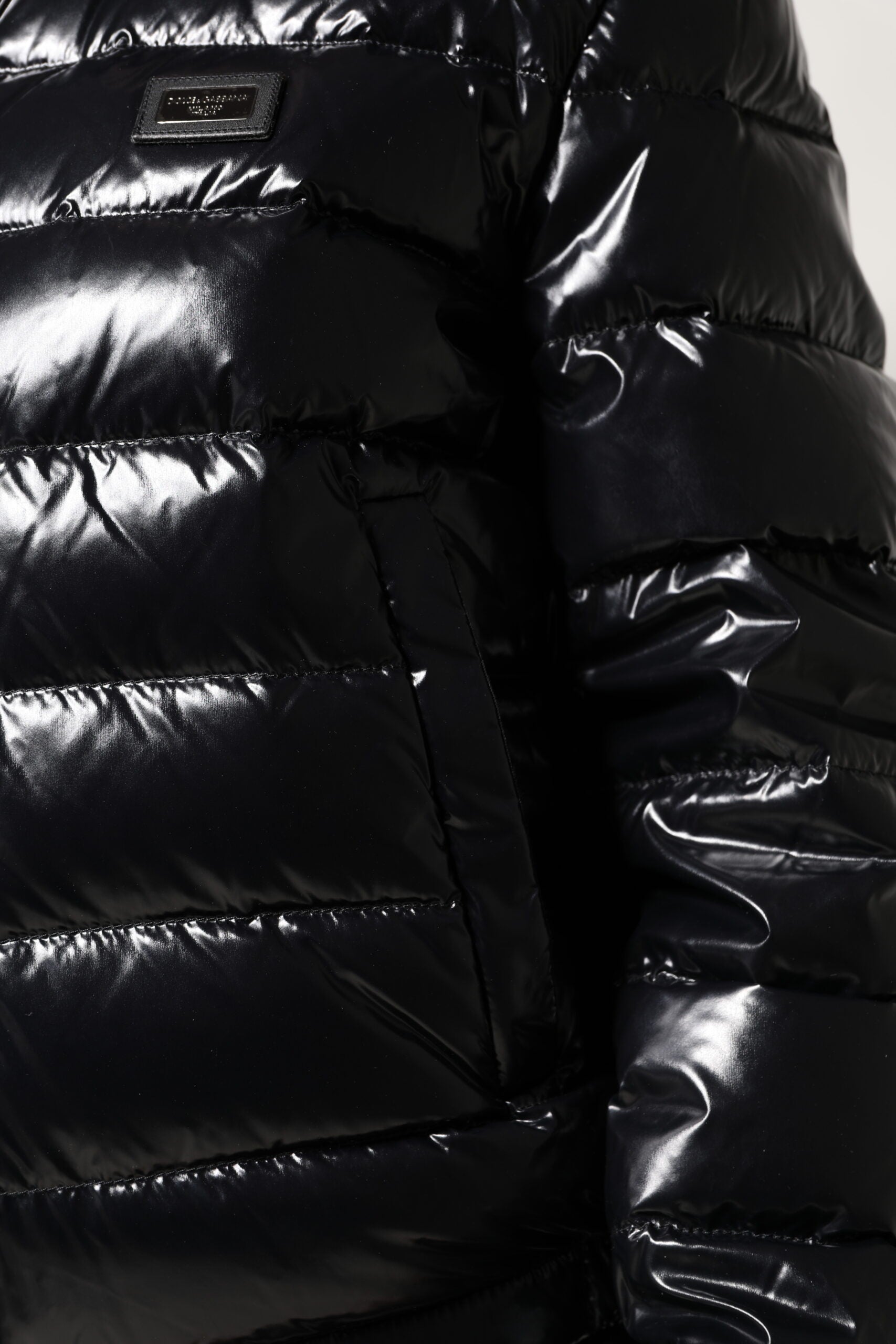 Black Logo Plaque Full Zip Puffer Jacket - ventzia