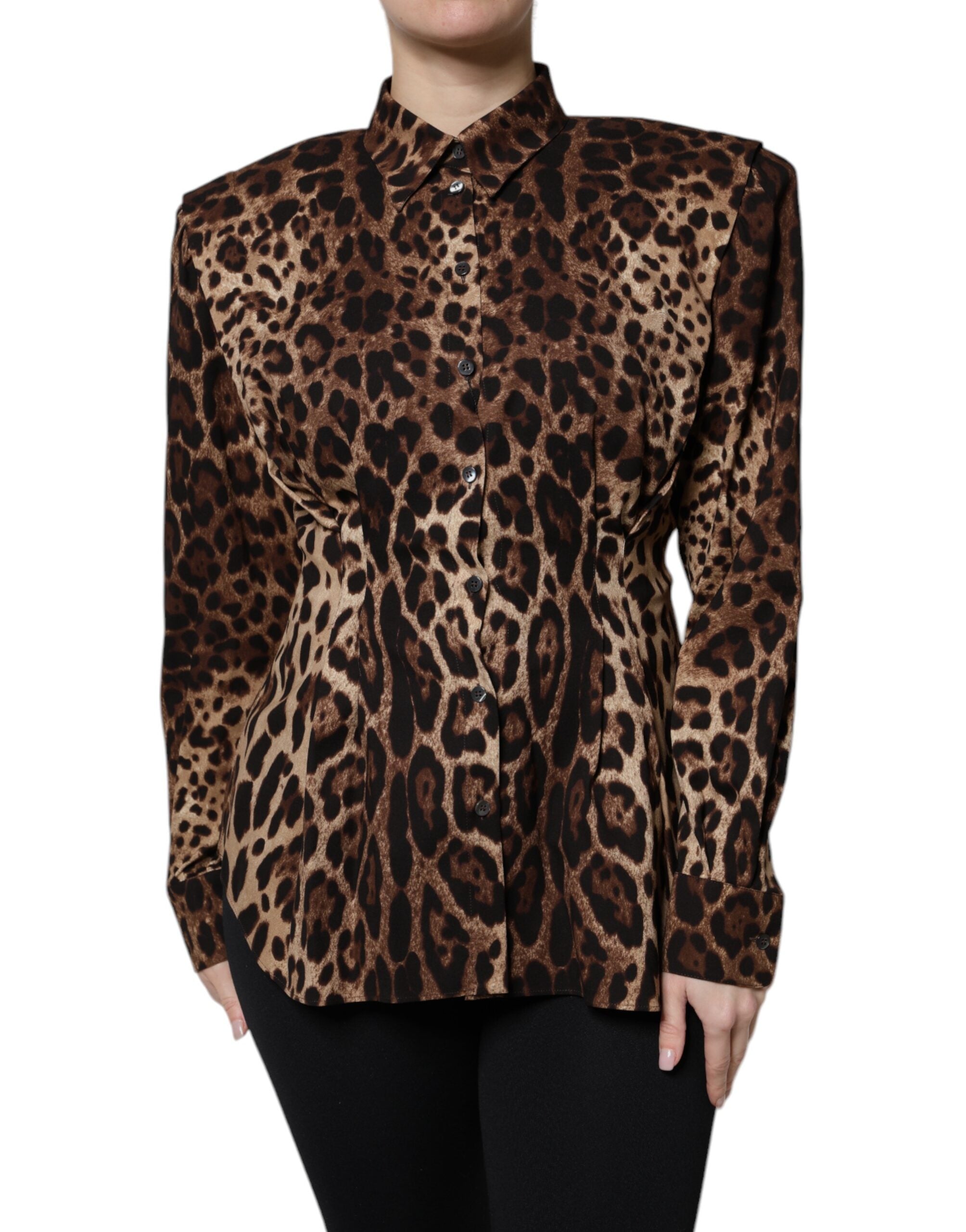 Brown Leopard Silk Button Down Coat Jacket - ventzia