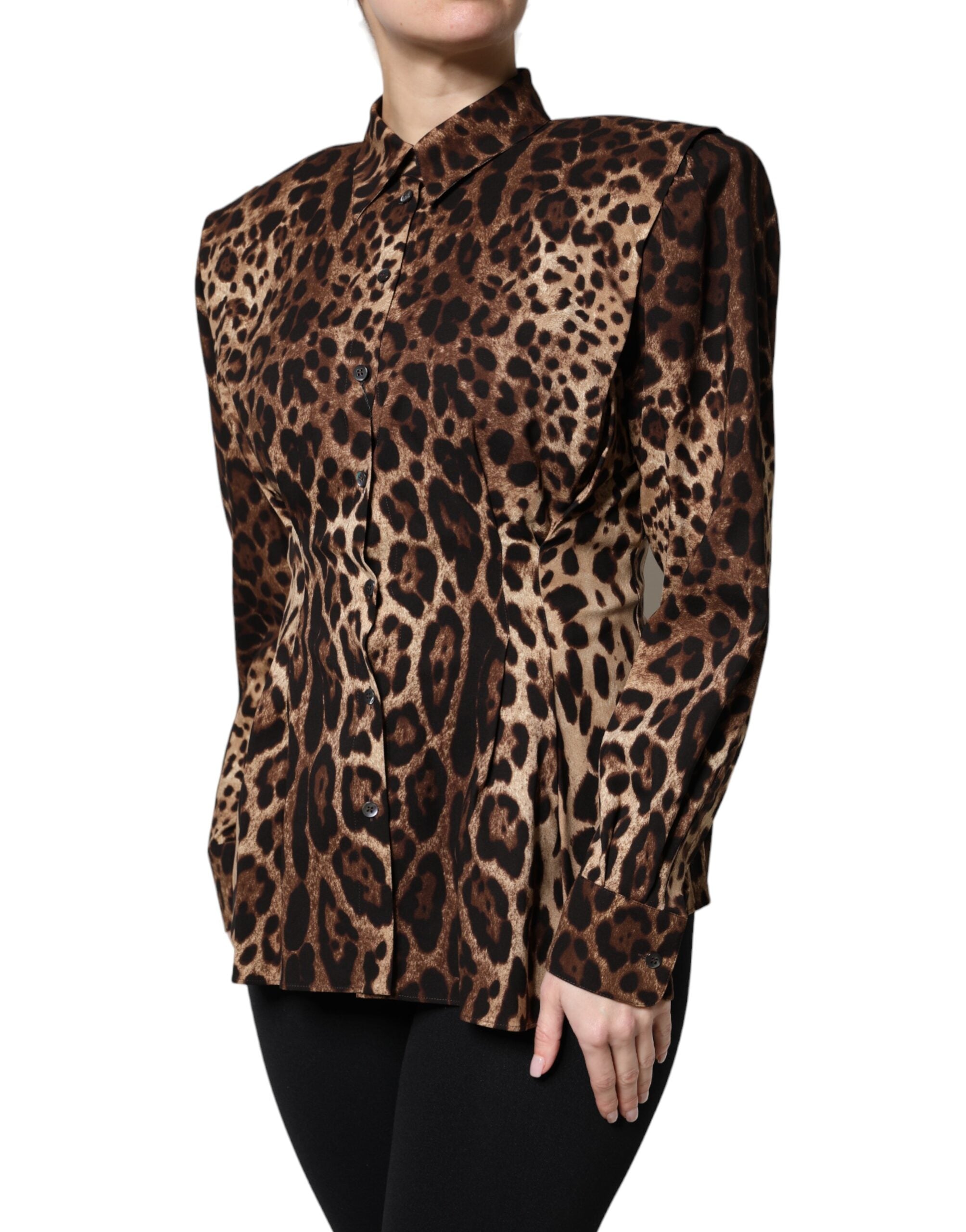 Brown Leopard Silk Button Down Coat Jacket - ventzia