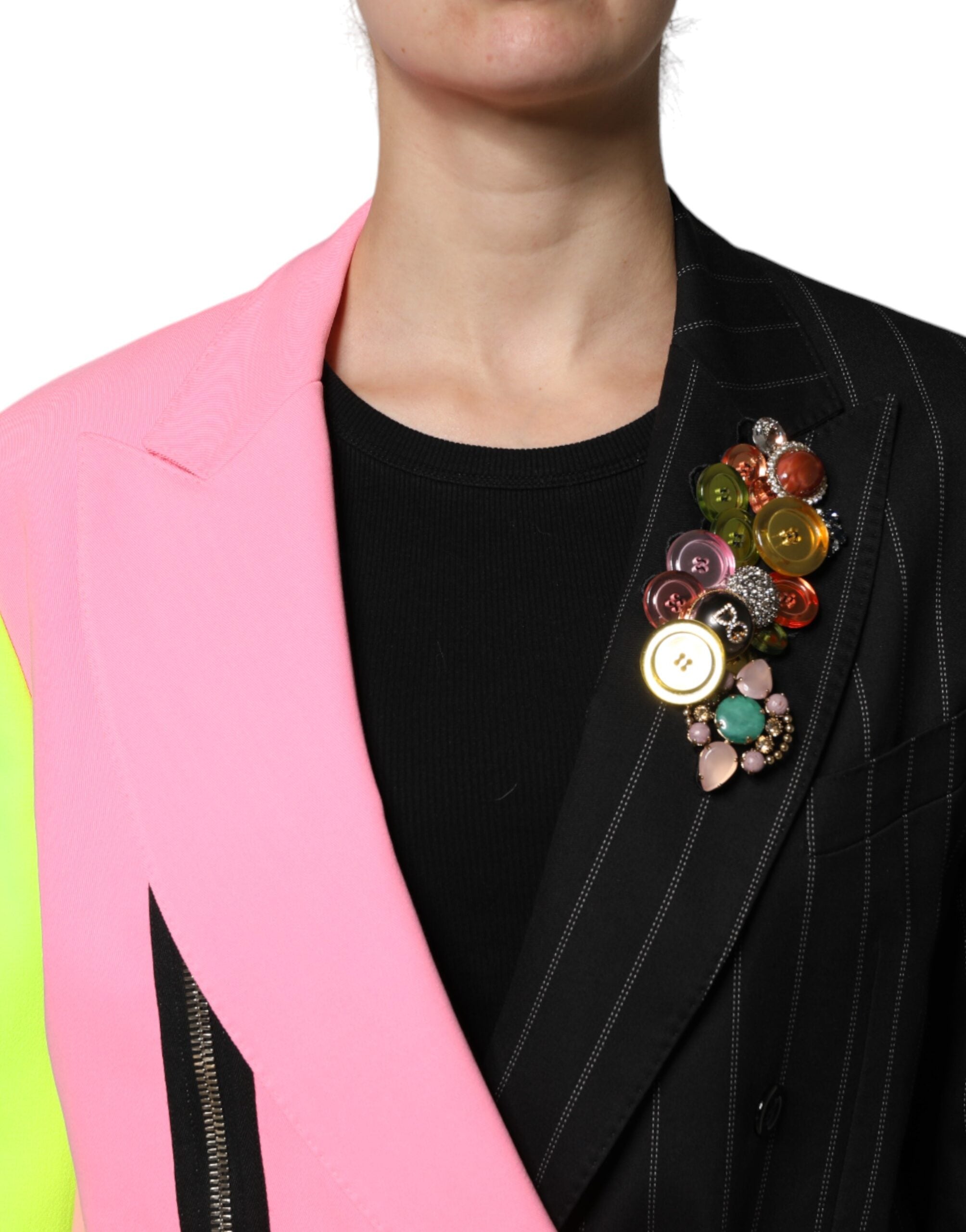 Multicolor Patchwork Embellished Coat Jacket - ventzia