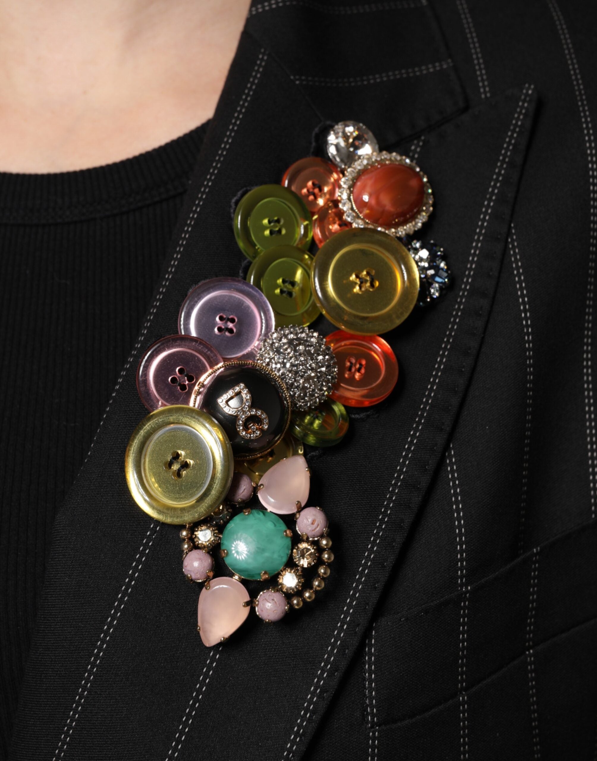 Multicolor Patchwork Embellished Coat Jacket - ventzia