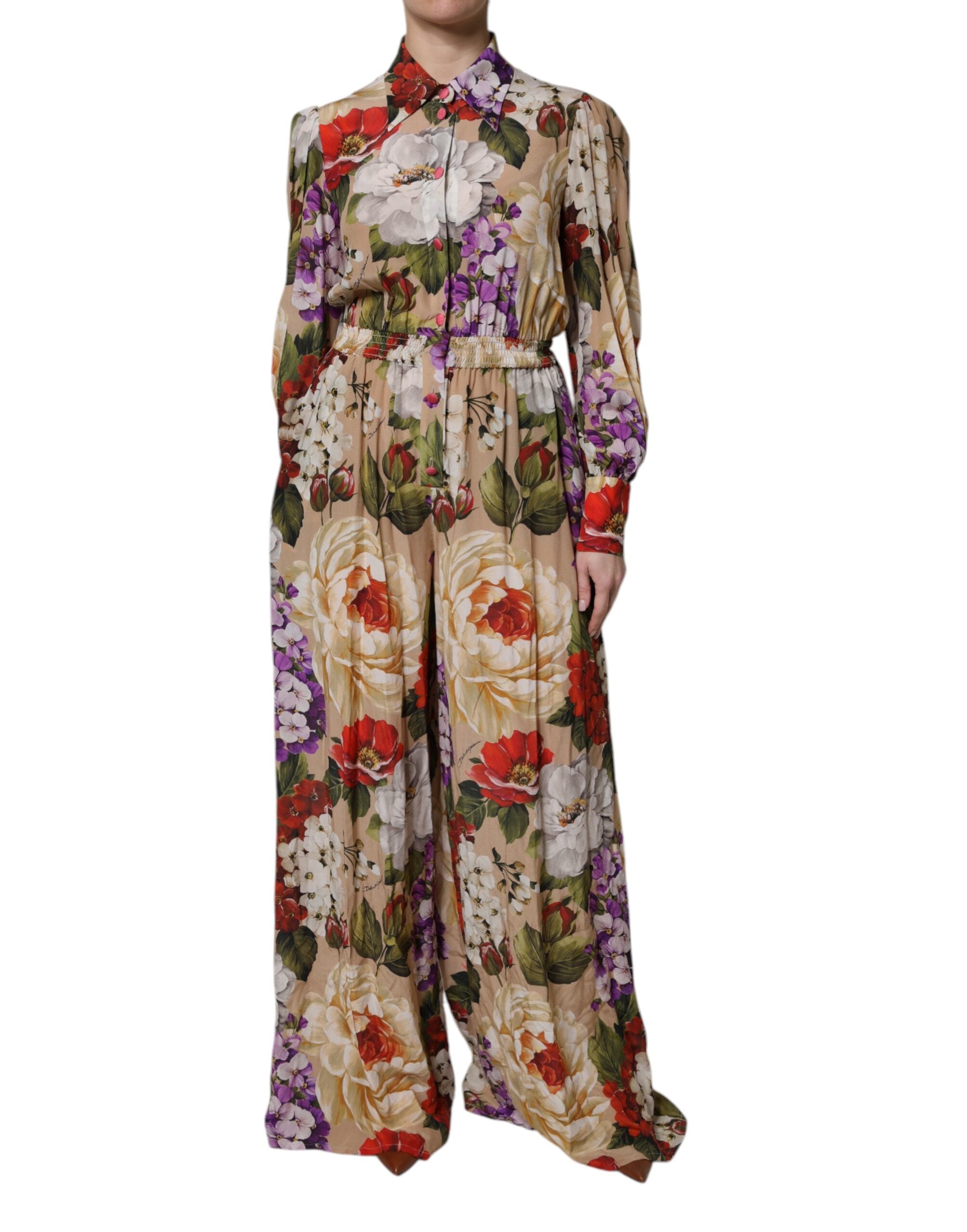 Multicolor Floral Wide Leg Jumpsuit Dress - ventzia