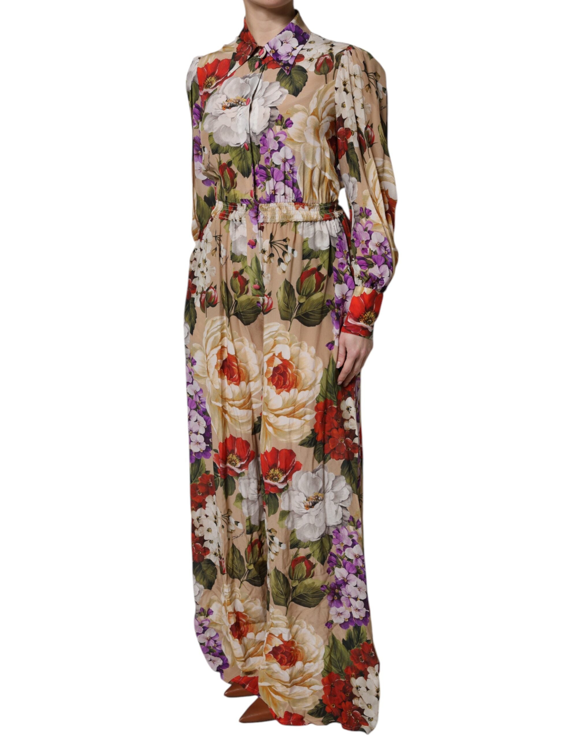 Multicolor Floral Wide Leg Jumpsuit Dress - ventzia