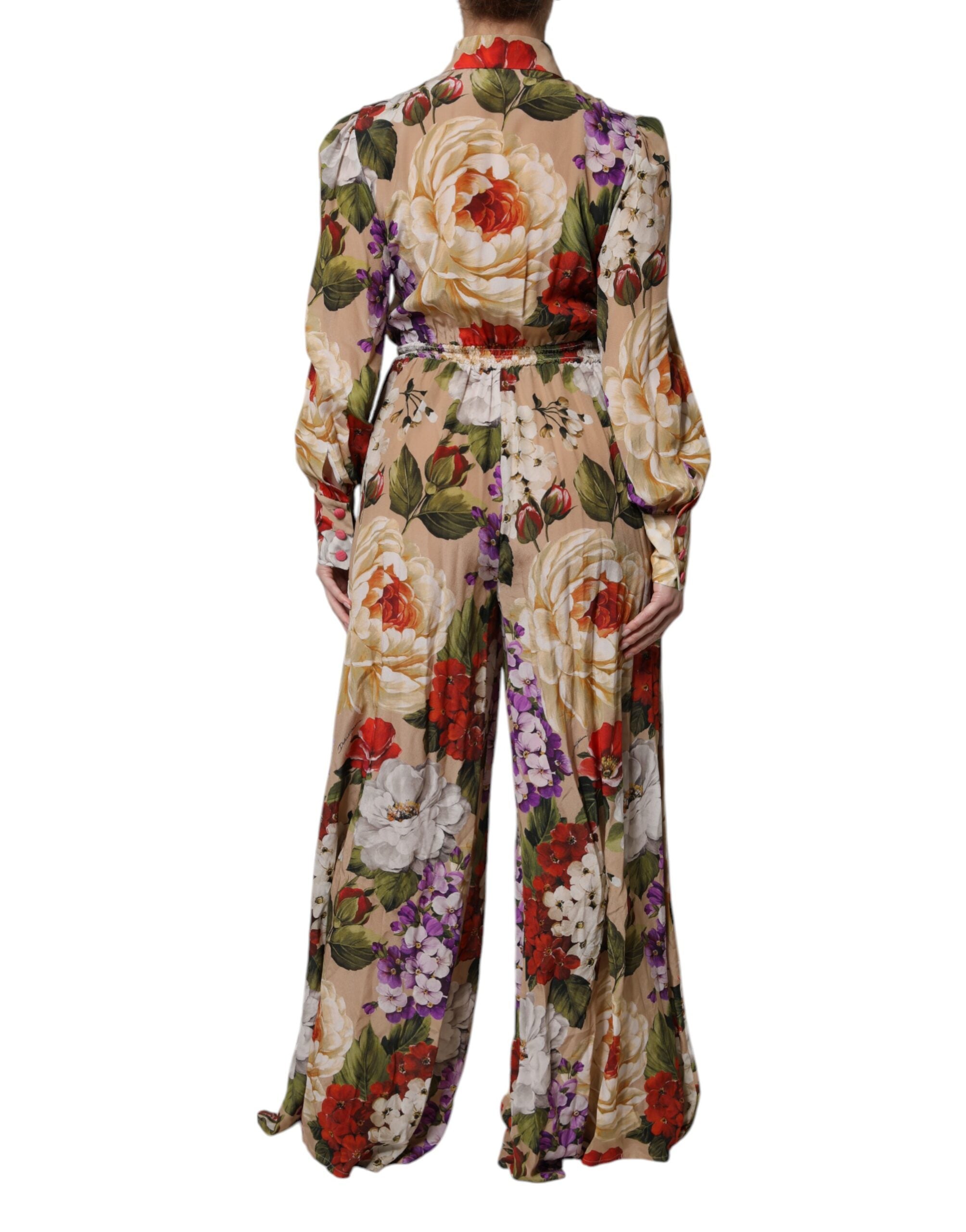 Multicolor Floral Wide Leg Jumpsuit Dress - ventzia