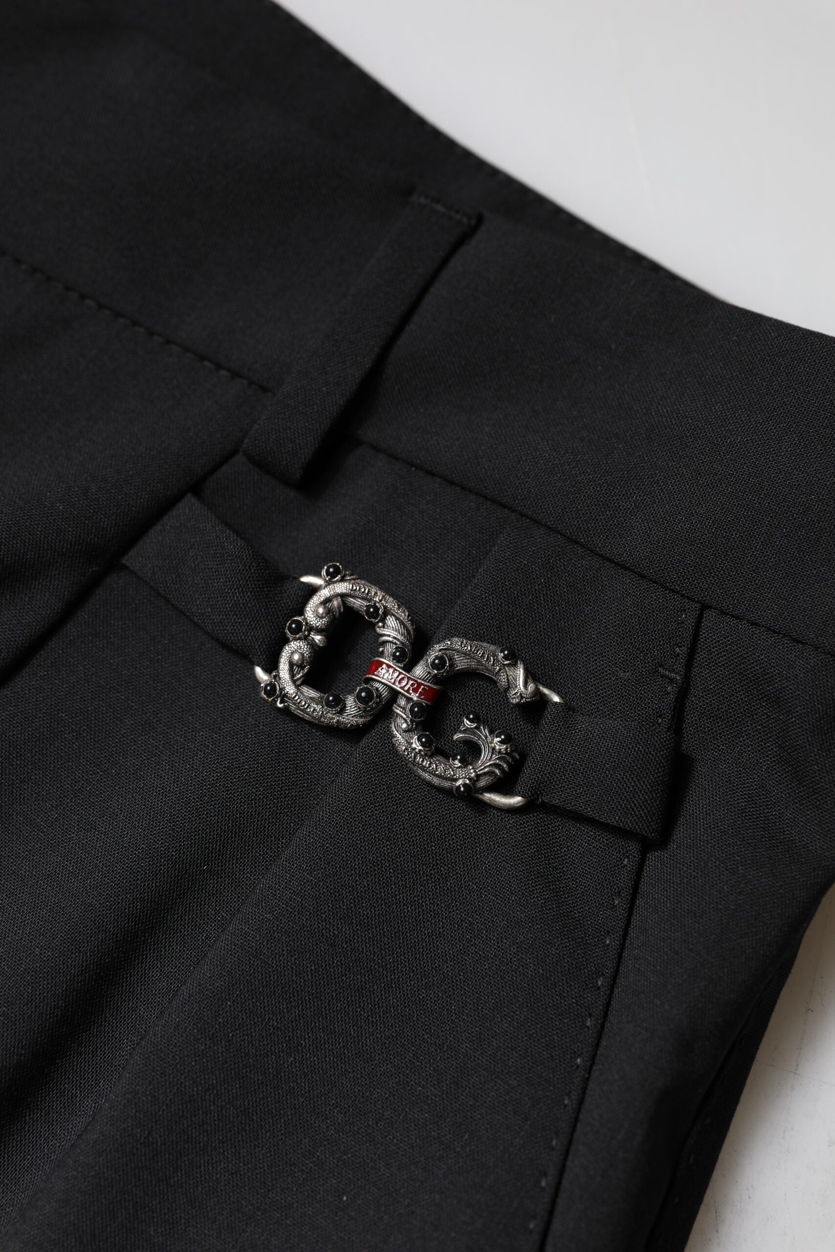 Black Polyester High Waist Dress Pants - ventzia