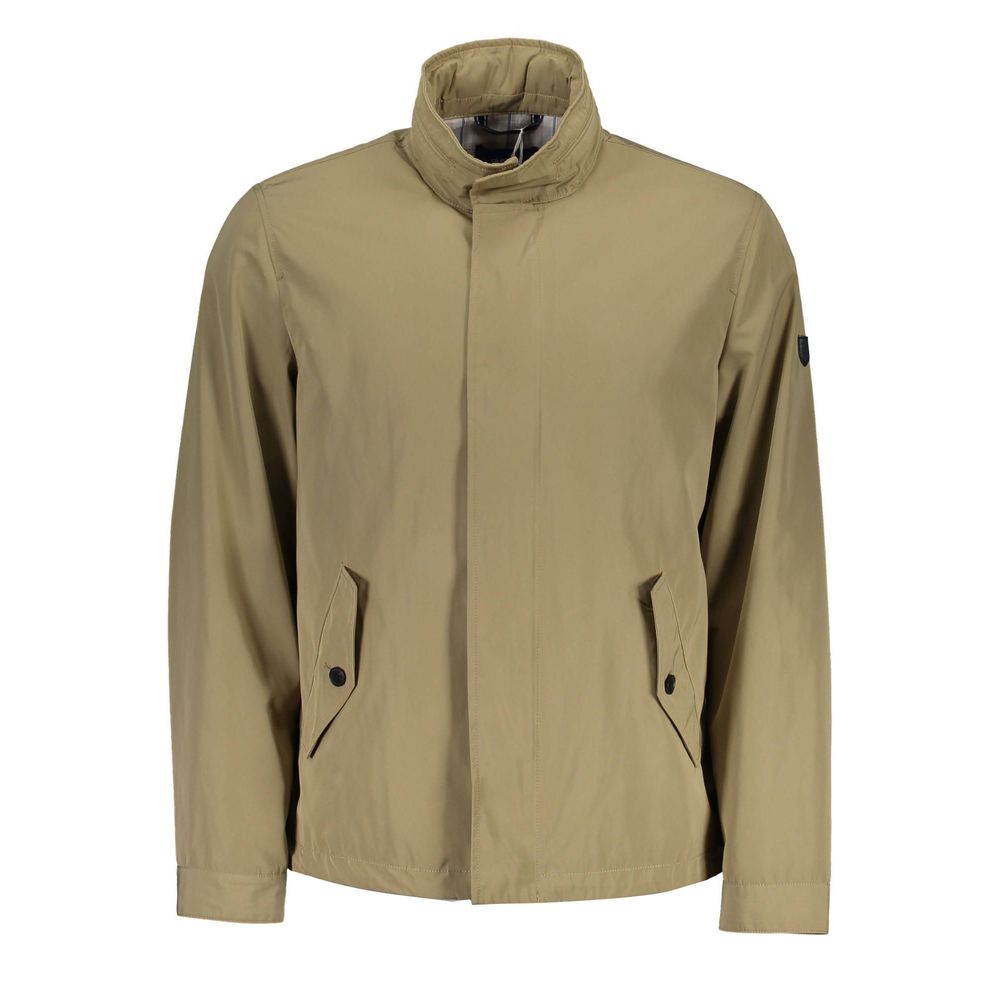 Beige Polyester Men Jacket - ventzia