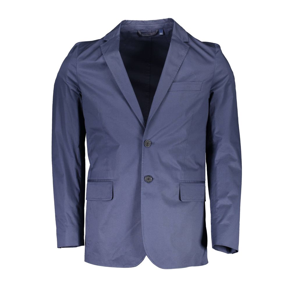 Blue Cotton Men Jacket - ventzia