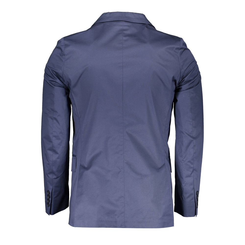 Blue Cotton Men Jacket - ventzia