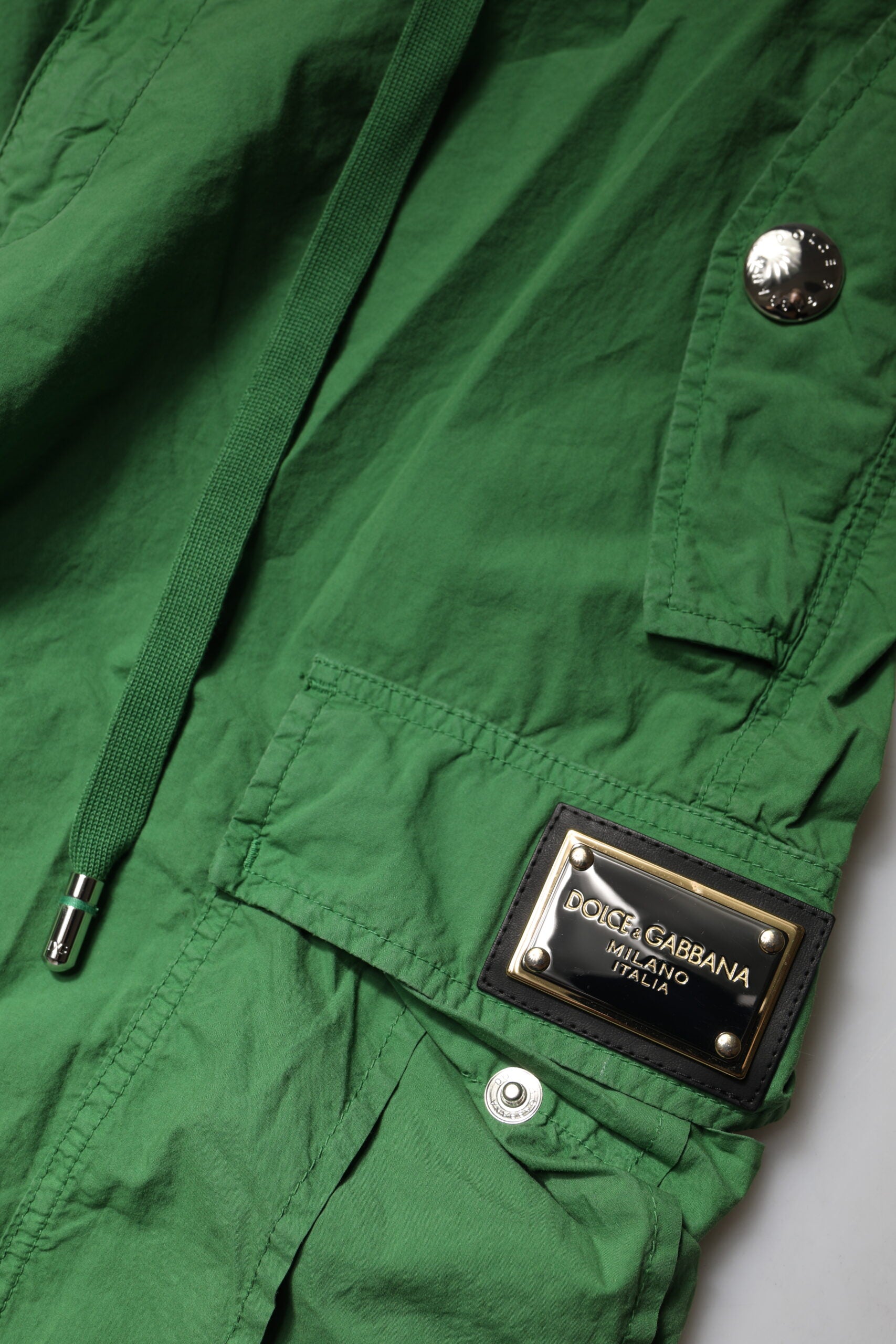 Green Cotton High Waist Cargo Pants - ventzia