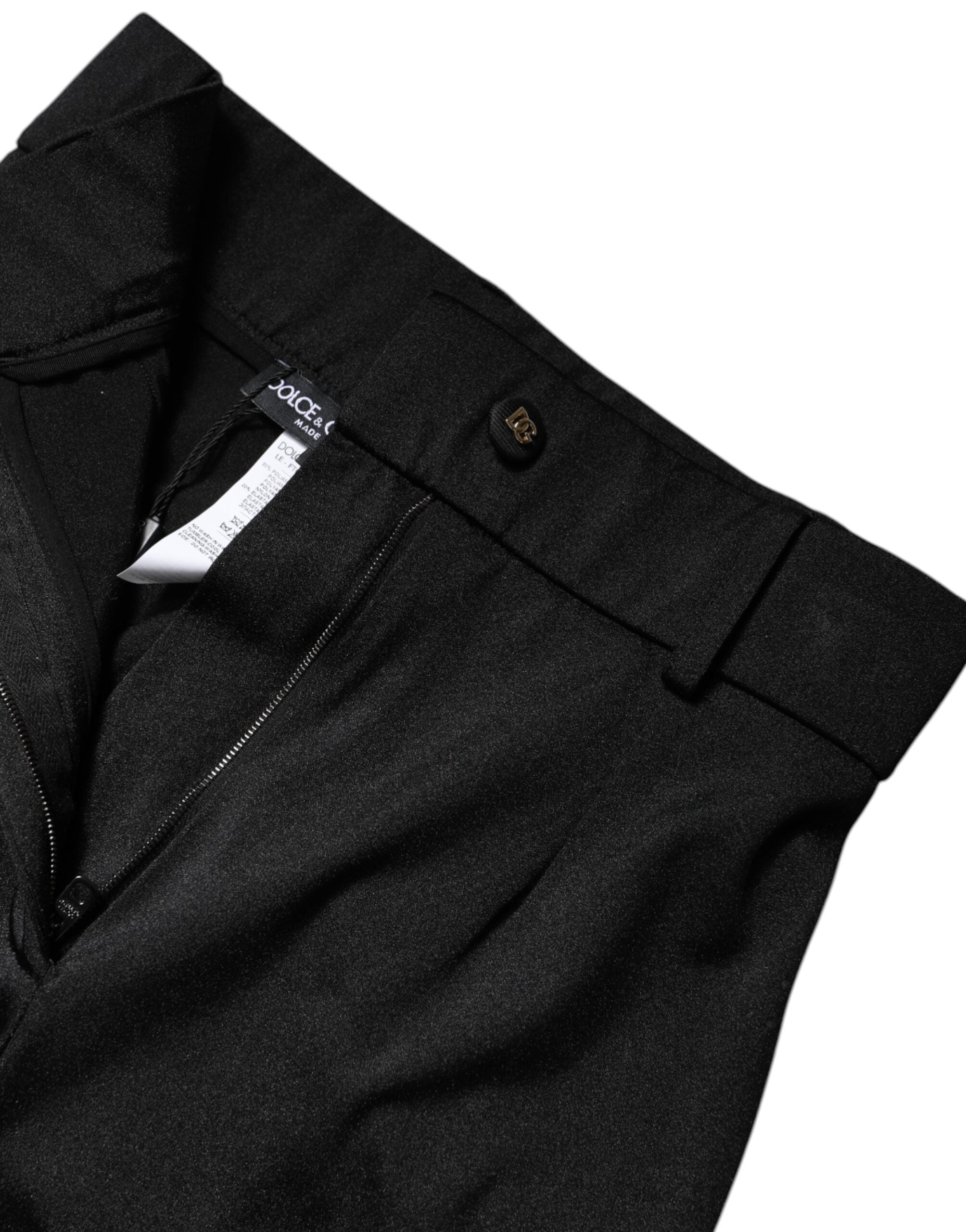 Black Nylon High Waist Slim Fit Pants - ventzia