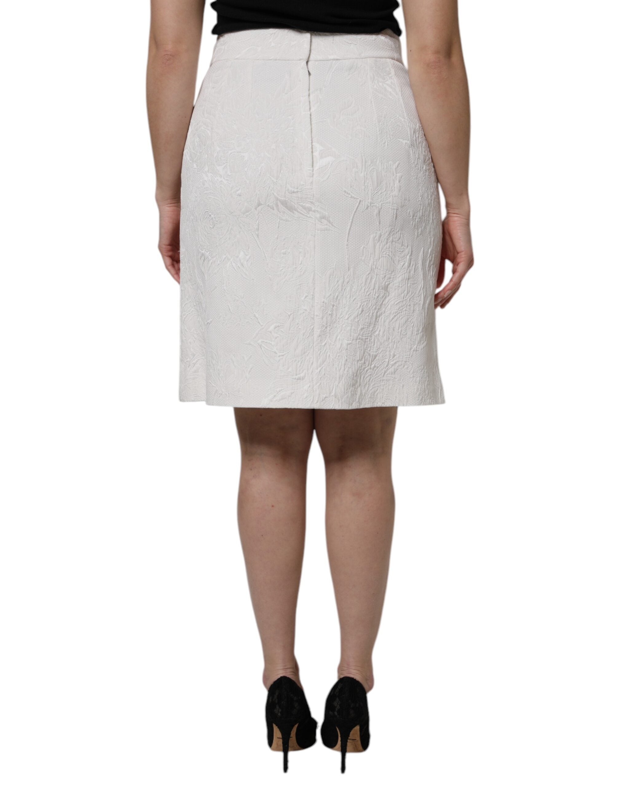 White High Waist Knee Length Pencil Skirt - ventzia
