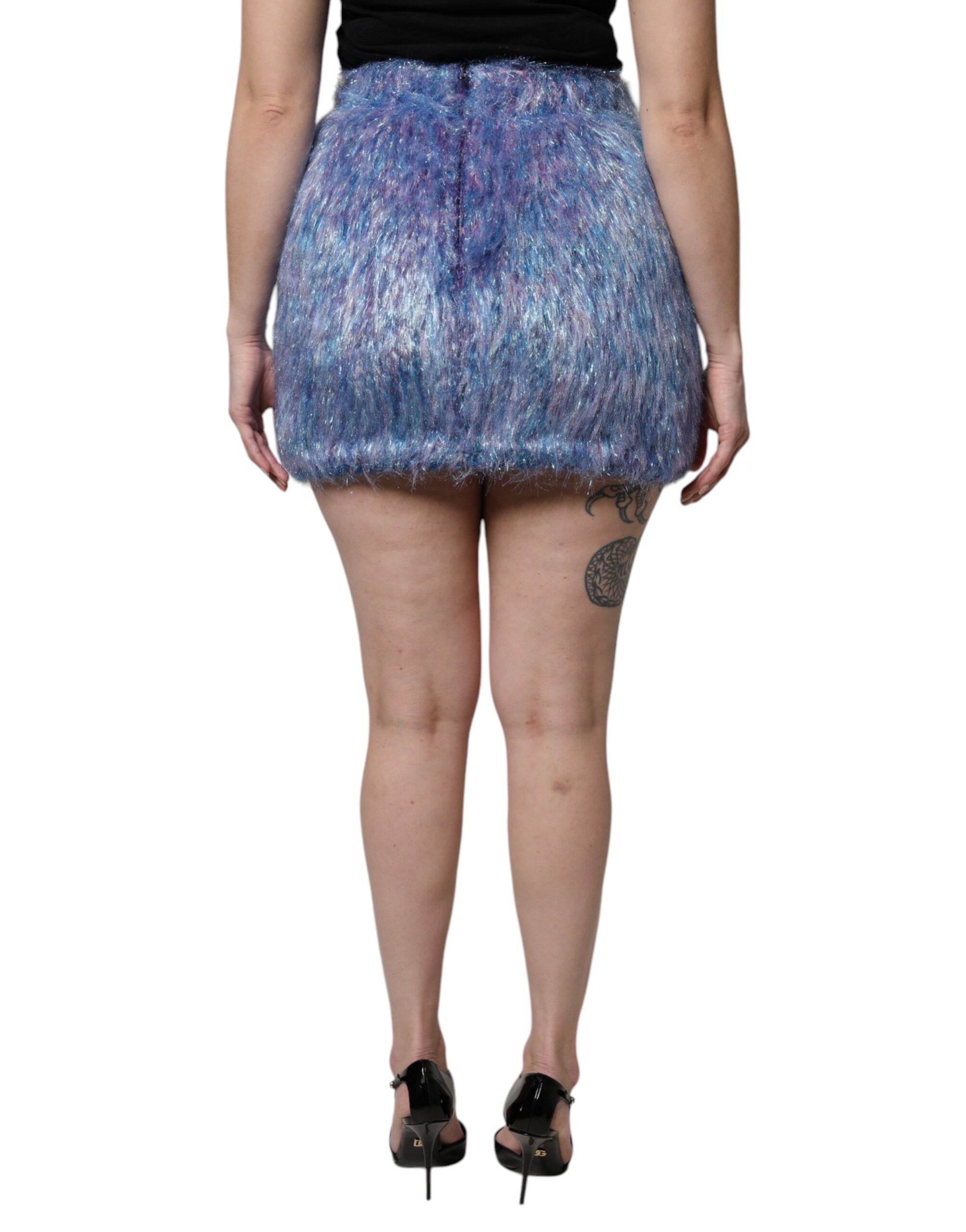 Multicolor Plush High Waist Mini Skirt - ventzia