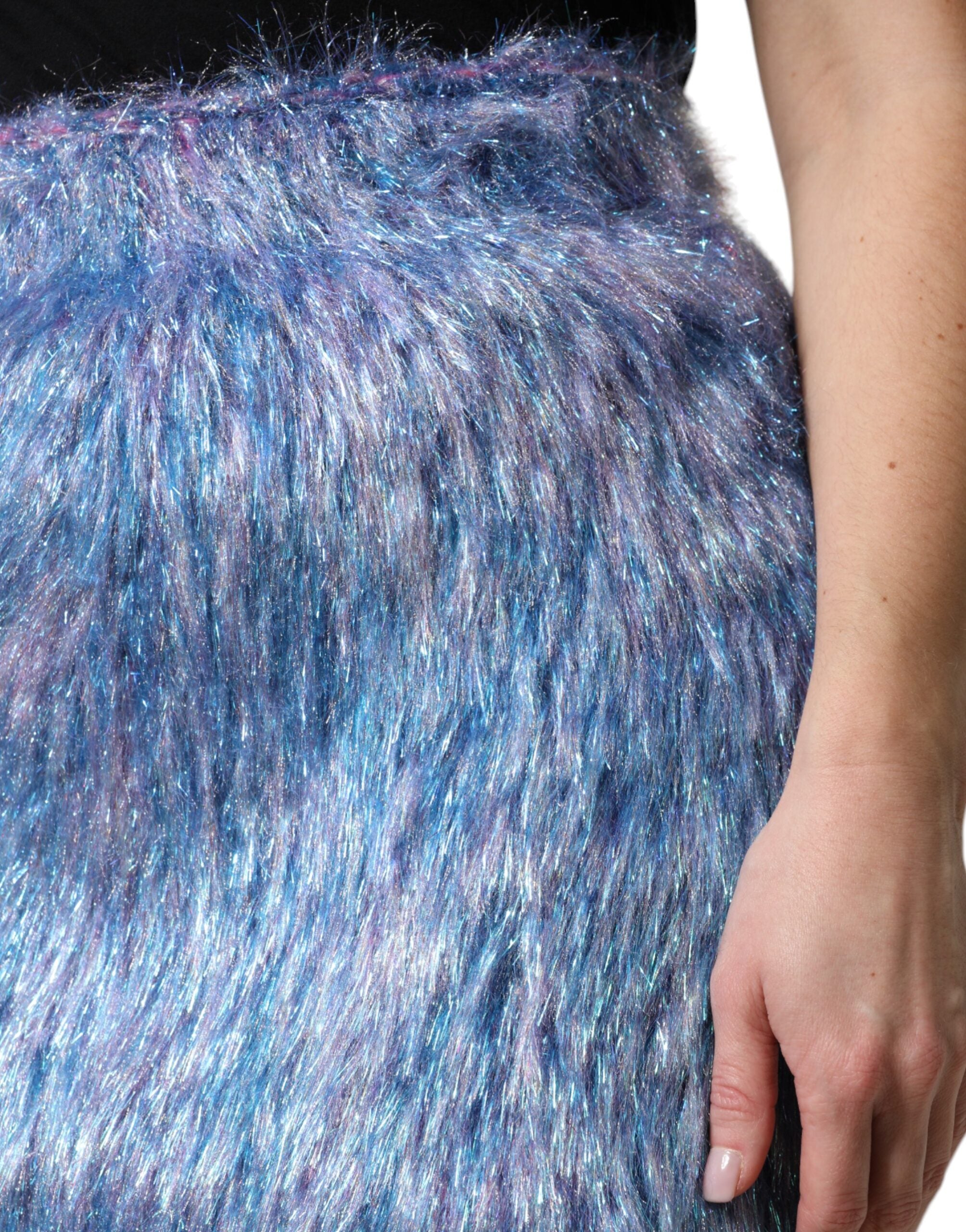 Multicolor Plush High Waist Mini Skirt - ventzia