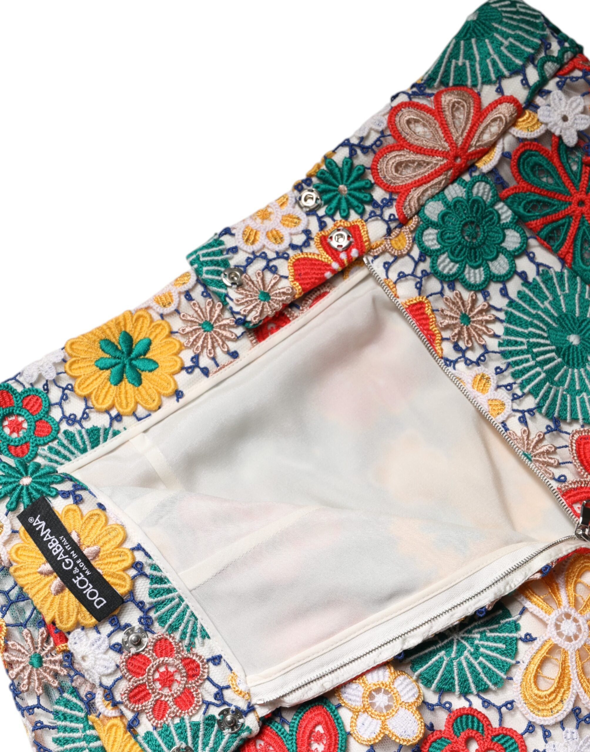 Multicolor Floral Lace High Waist Mini Skirt - ventzia