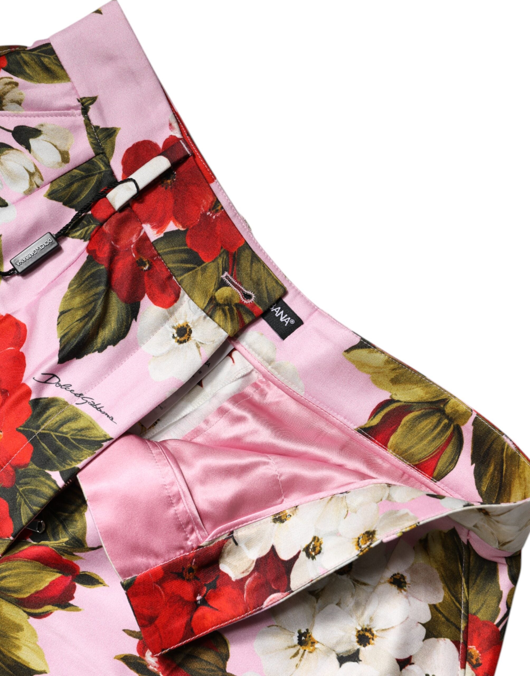 Pink Floral Print High Waist Hotpants Short - ventzia