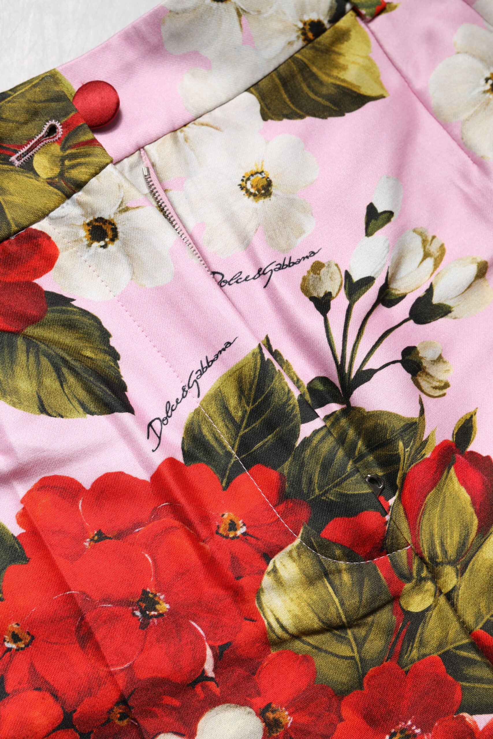 Pink Floral Print High Waist Hotpants Short - ventzia