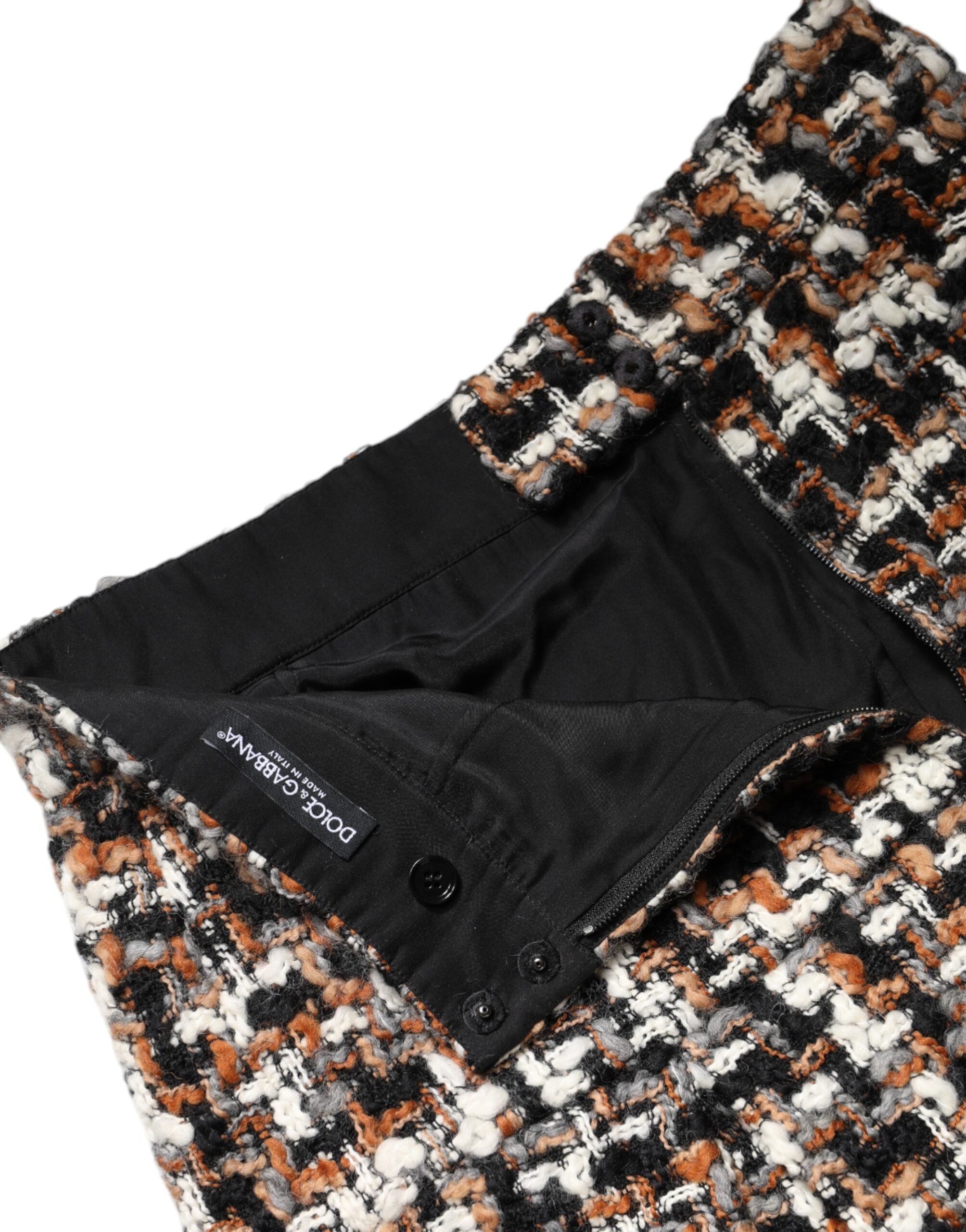 Multicolor High Waist Tartan Tweed Mini Skirt - ventzia