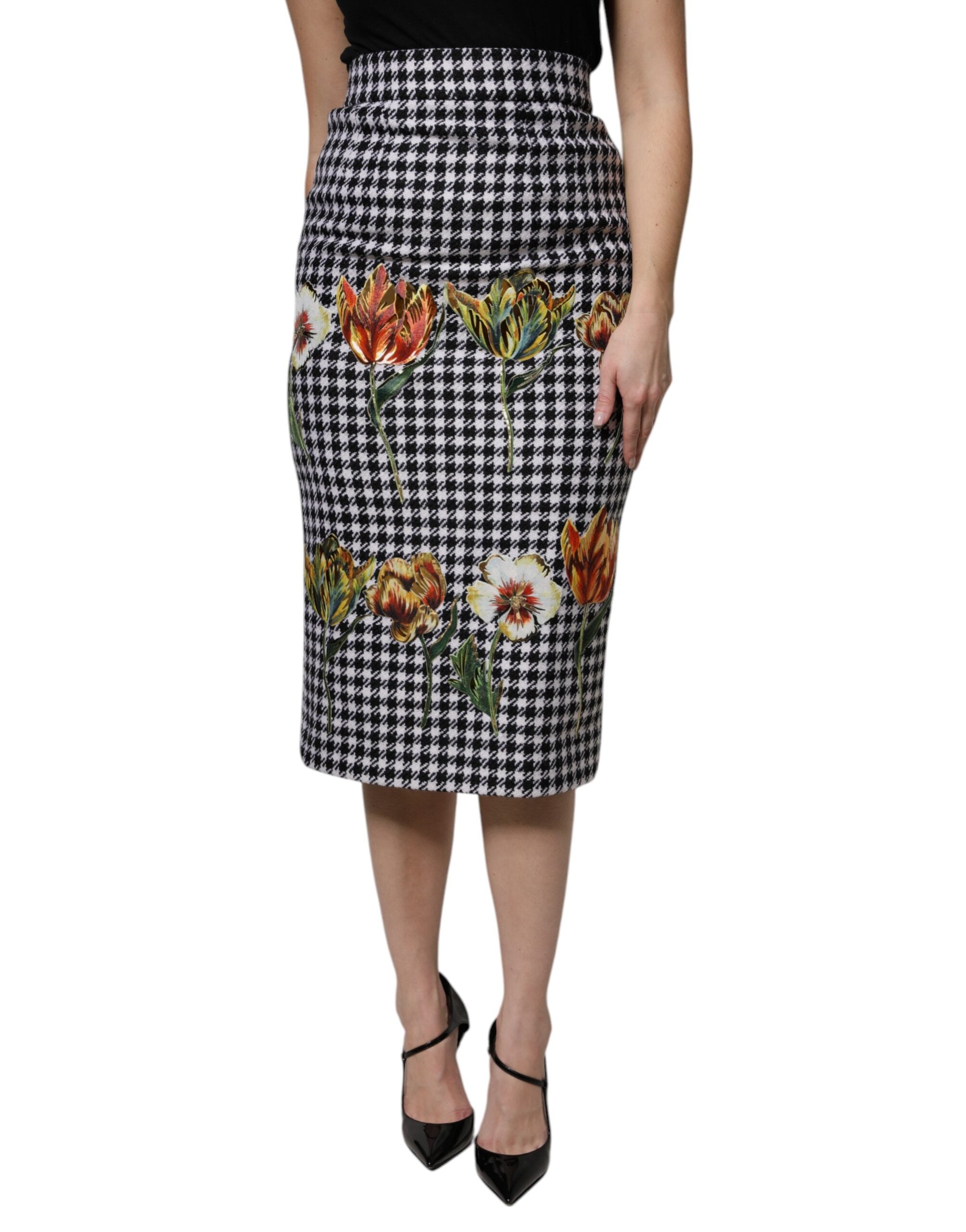 Multicolor Floral Print High Waist Pencil Cut Skirt - ventzia