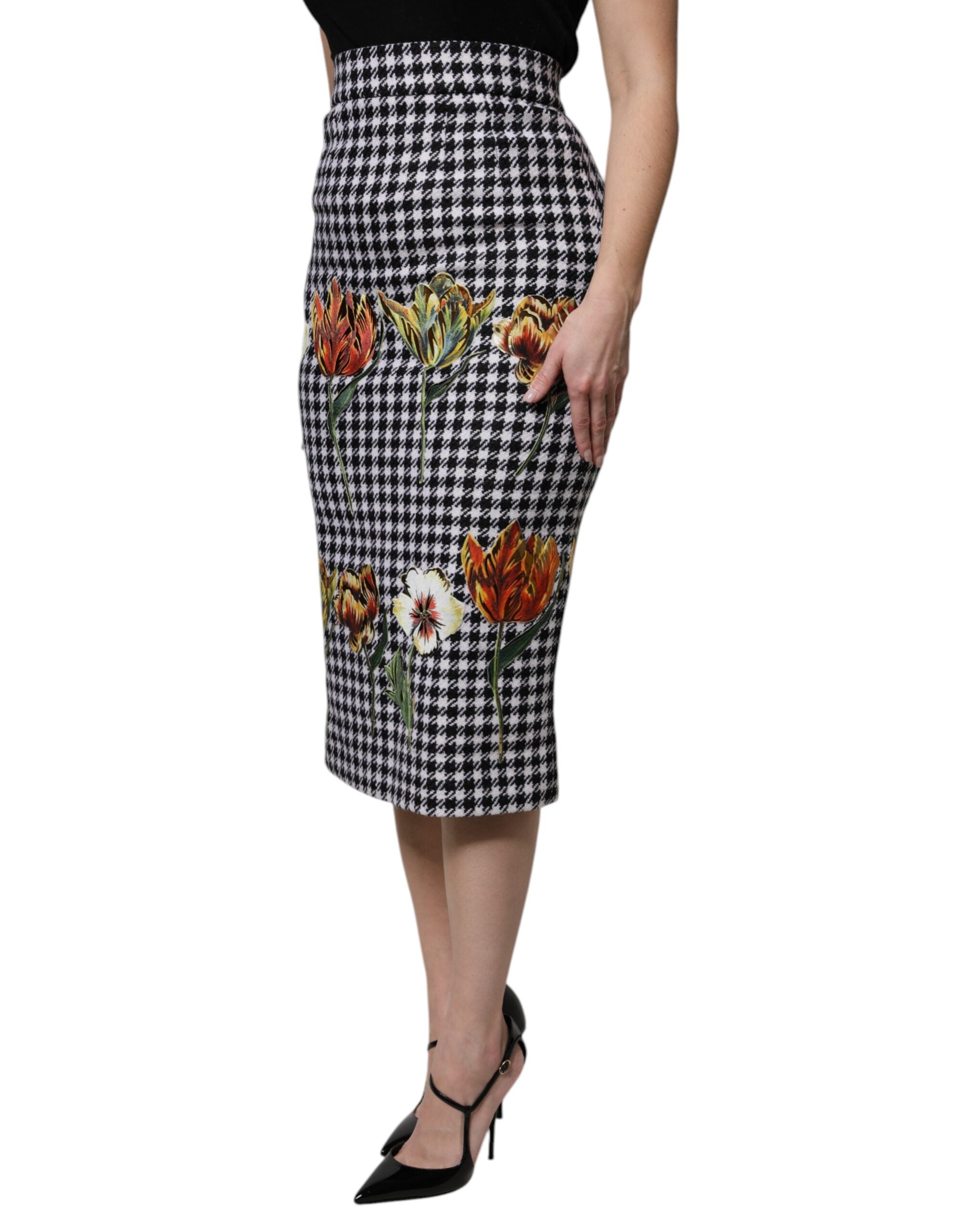 Multicolor Floral Print High Waist Pencil Cut Skirt - ventzia