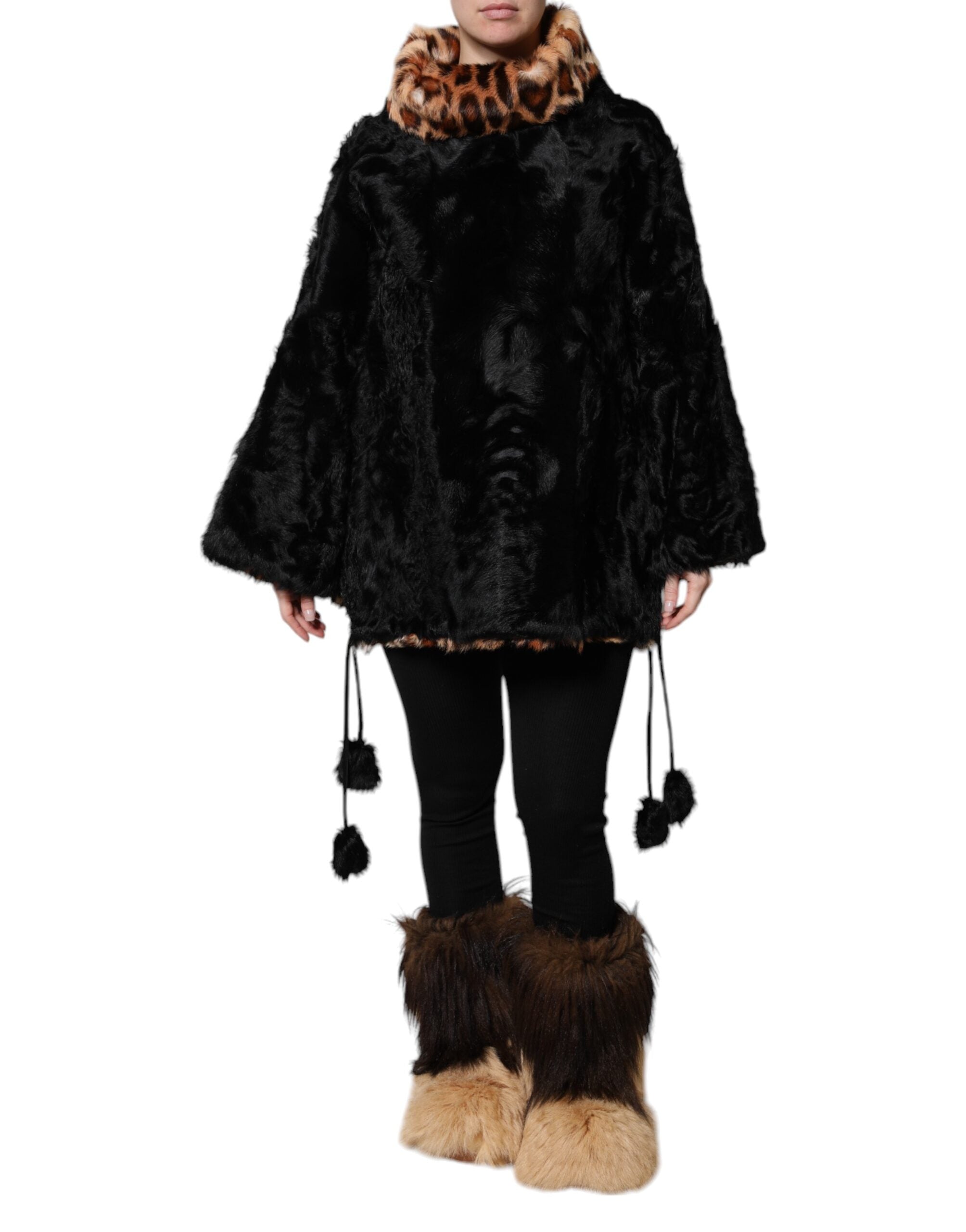 Black Lamb Fur Short Women Coat Jacket - ventzia