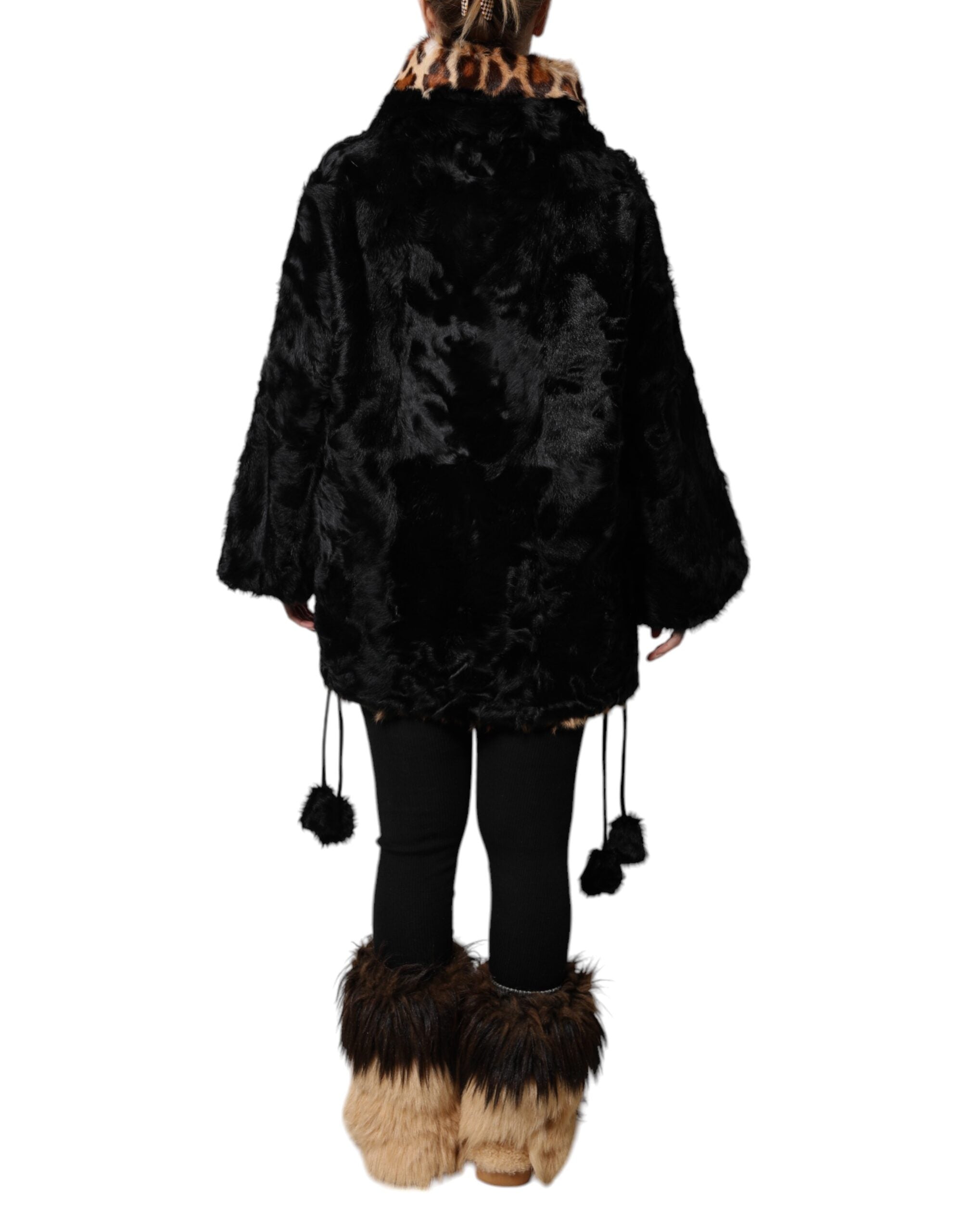 Black Lamb Fur Short Women Coat Jacket - ventzia