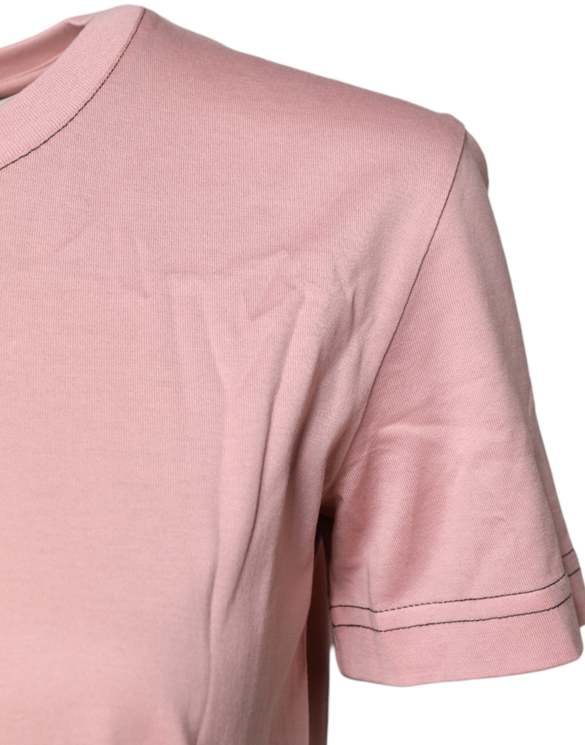 Pink Logo Print Cotton Crew Neck T-shirt - ventzia