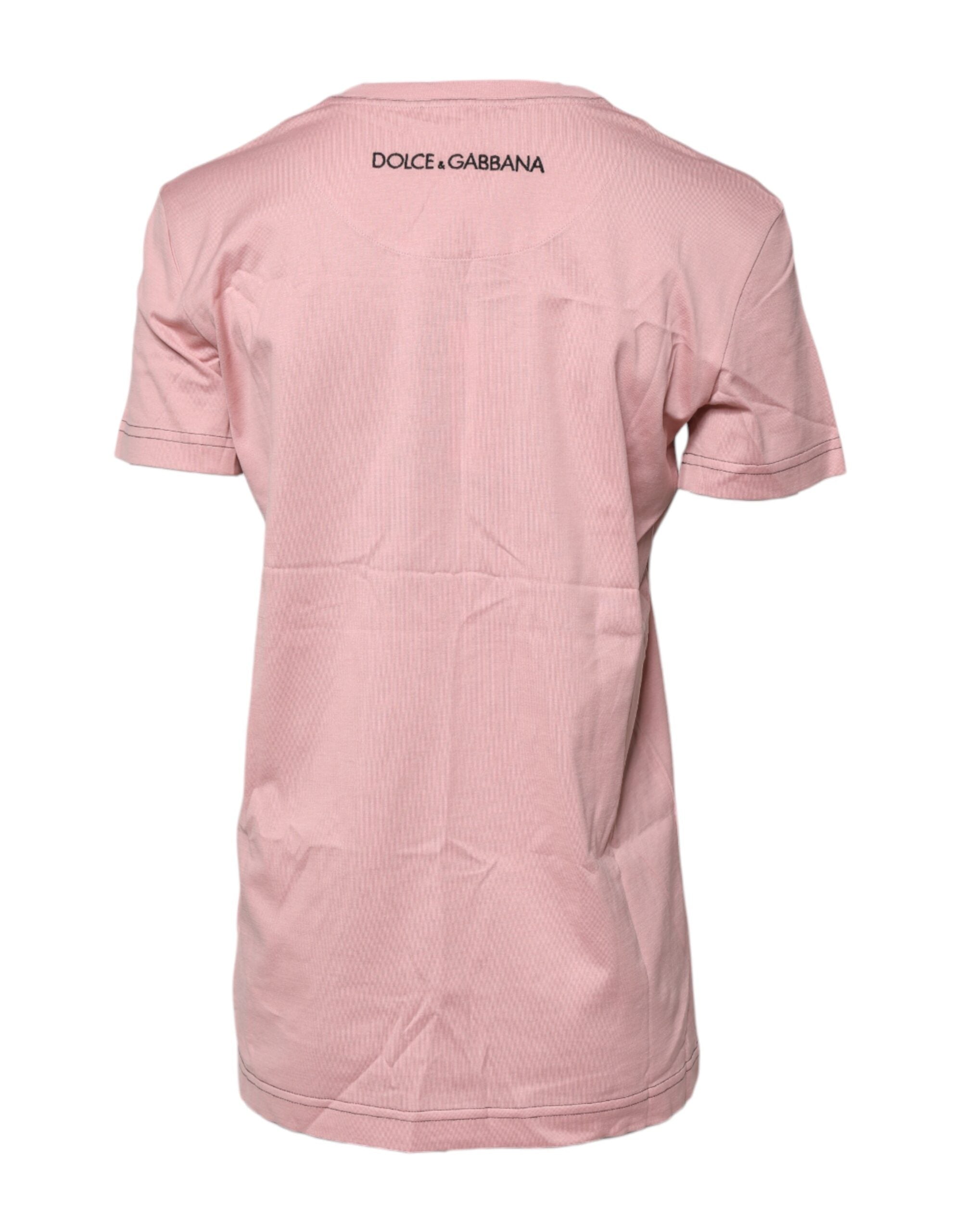 Pink Logo Print Cotton Crew Neck T-shirt - ventzia