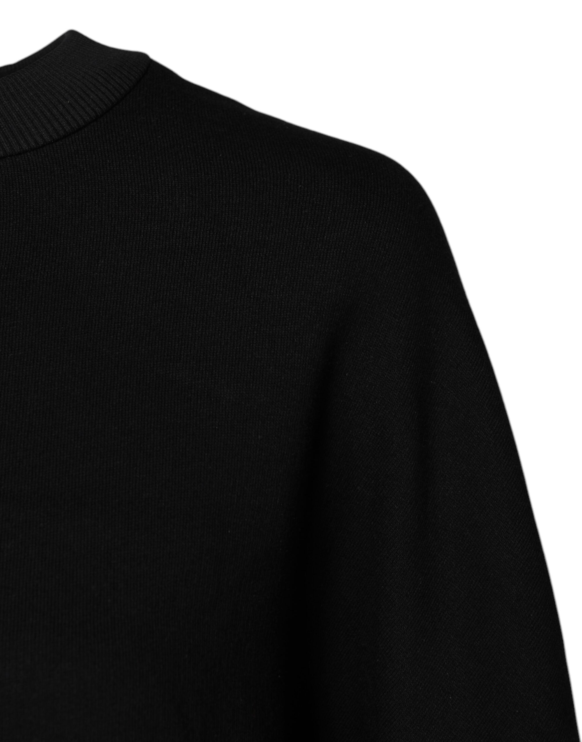 Black Cotton Crew Neck Sweatshirt Sweater - ventzia