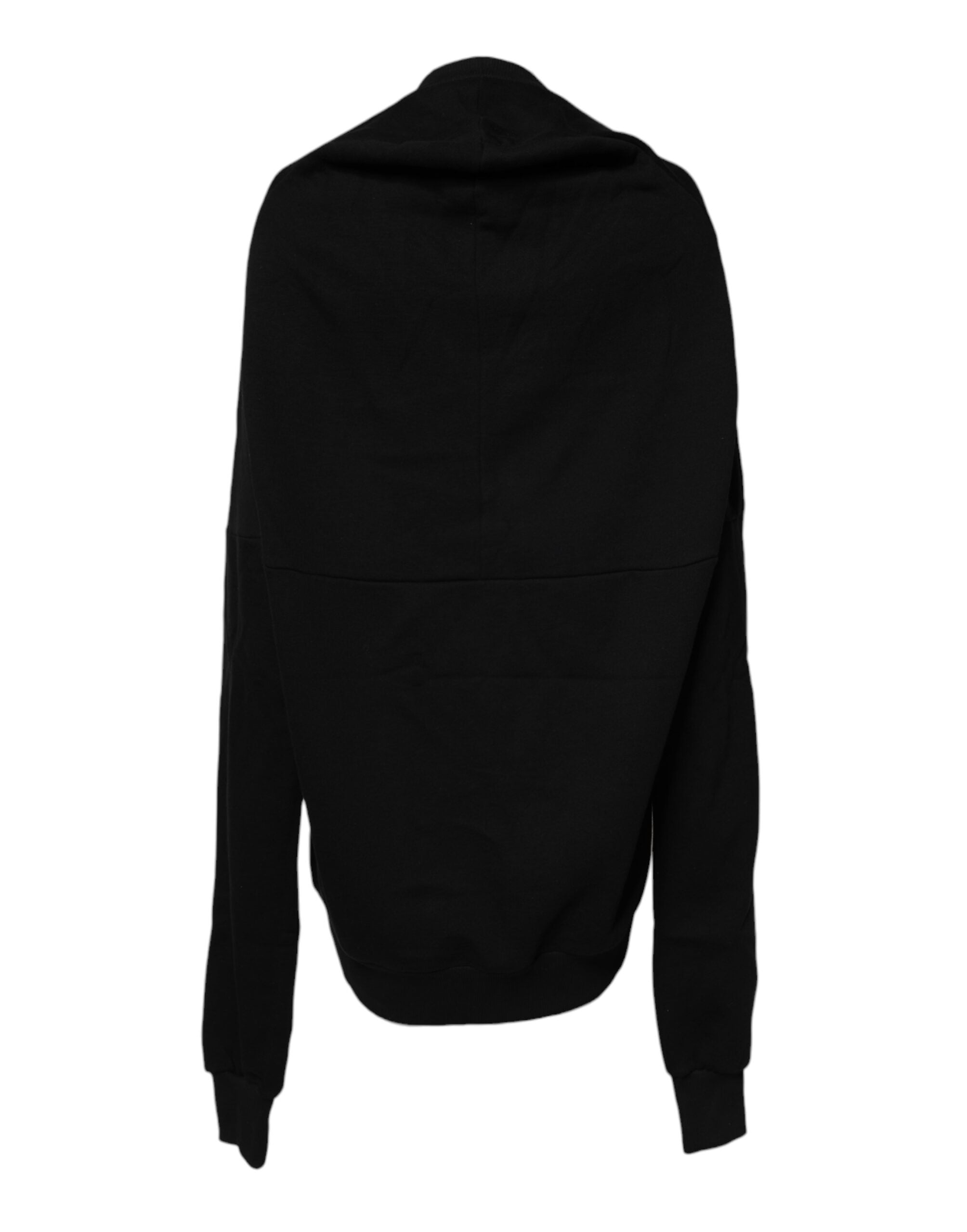 Black Cotton Crew Neck Sweatshirt Sweater - ventzia