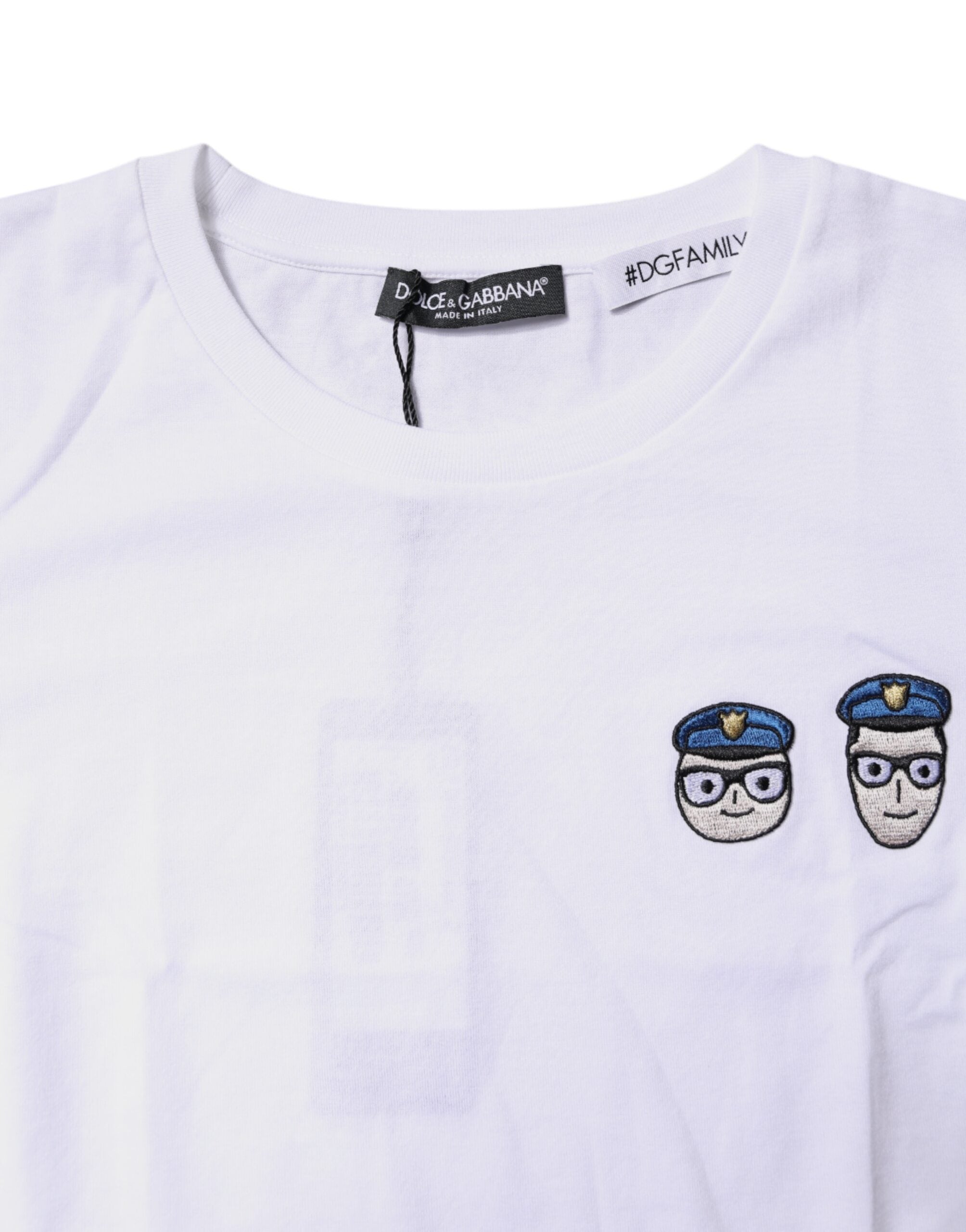 White #DGFamily Cotton Crew Neck T-shirt - ventzia