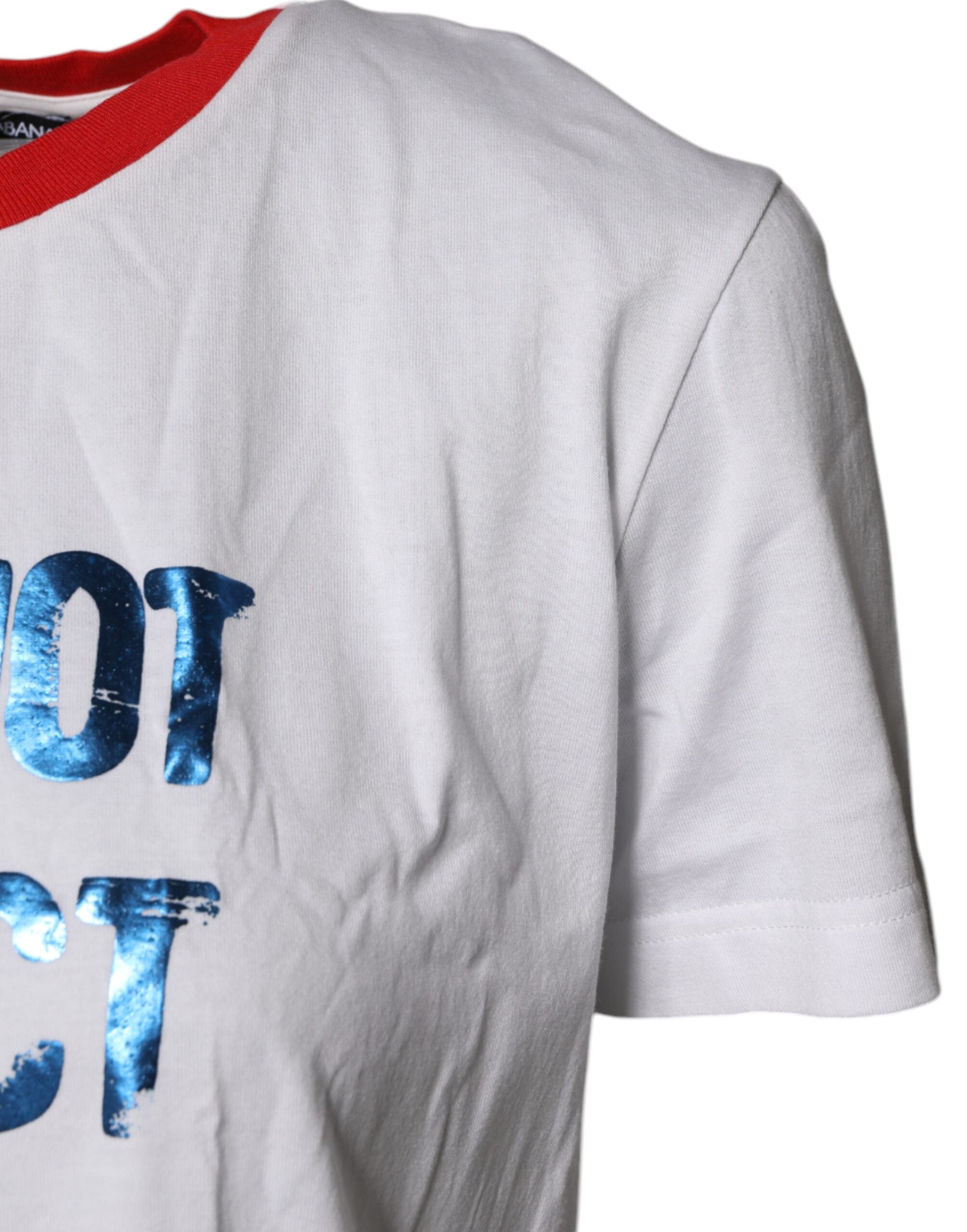 White Graphic Print Cotton Crew Neck T-shirt - ventzia