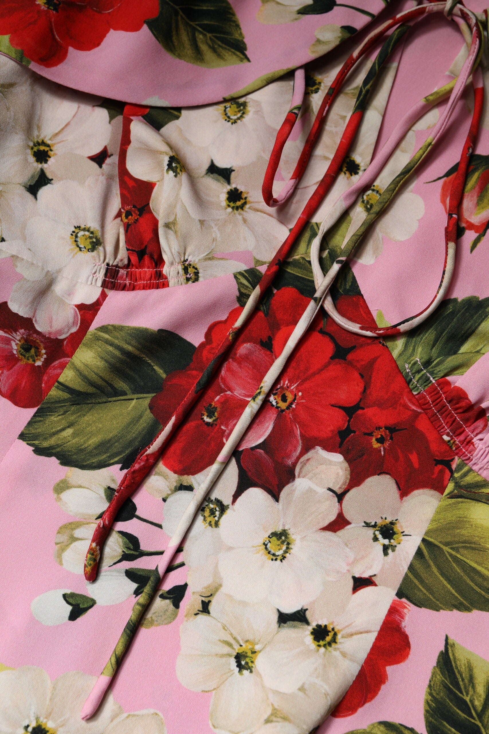 Pink Floral Silk Short Sleeves Blouse Top - ventzia