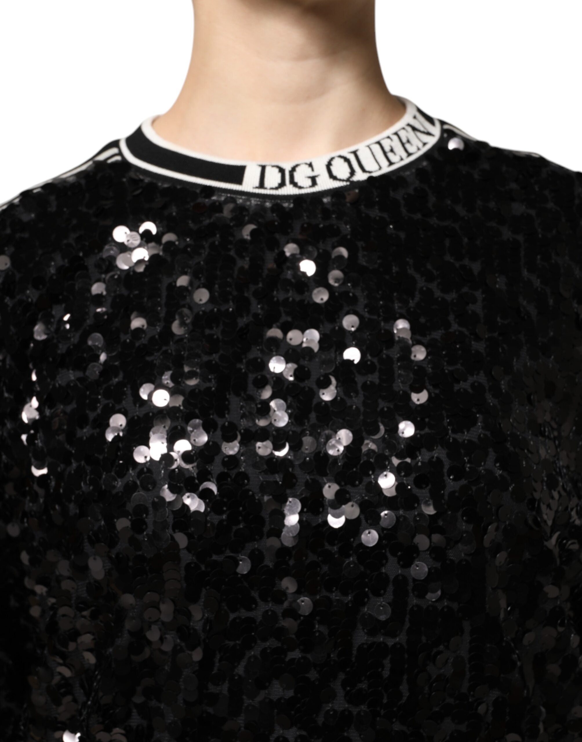 Black DG Queen Sequin Pullover Sweater - ventzia