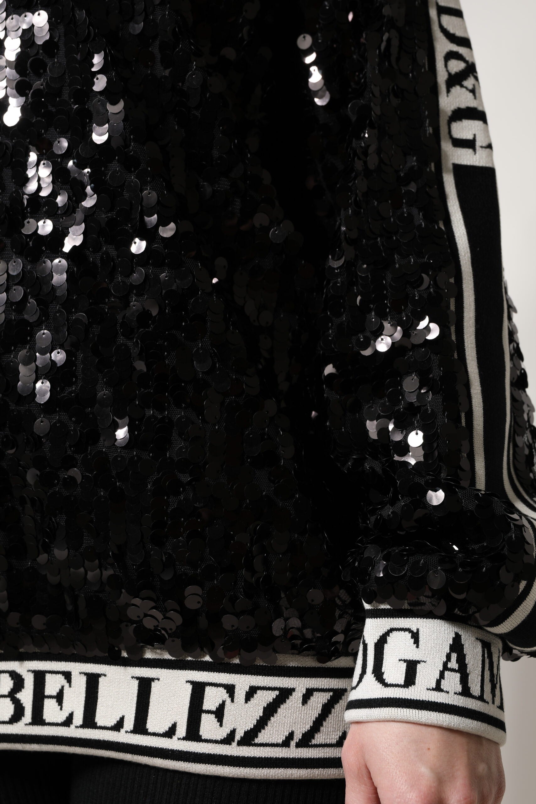 Black DG Queen Sequin Pullover Sweater - ventzia