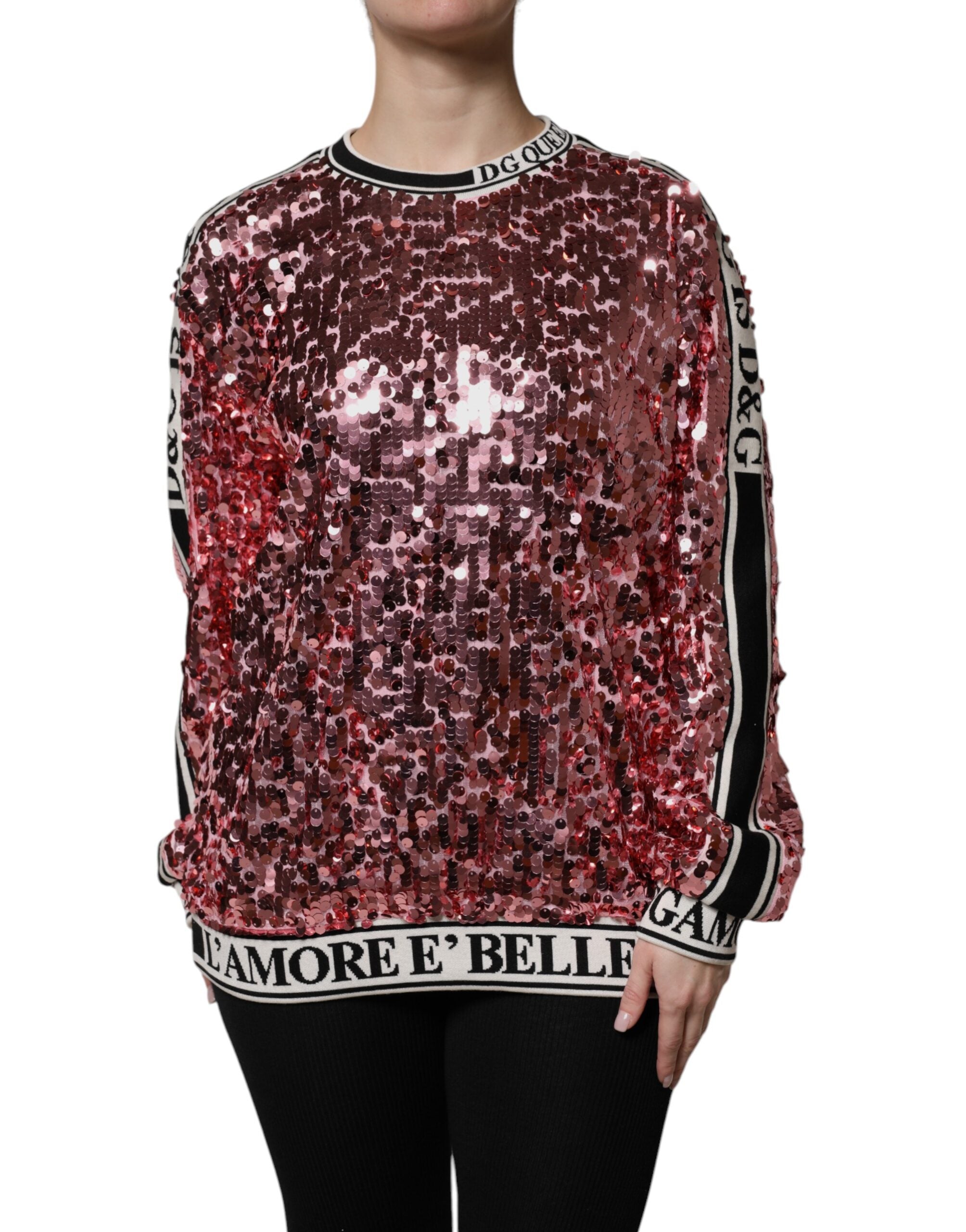 Pink DG Queen Sequin Pullover Sweater - ventzia