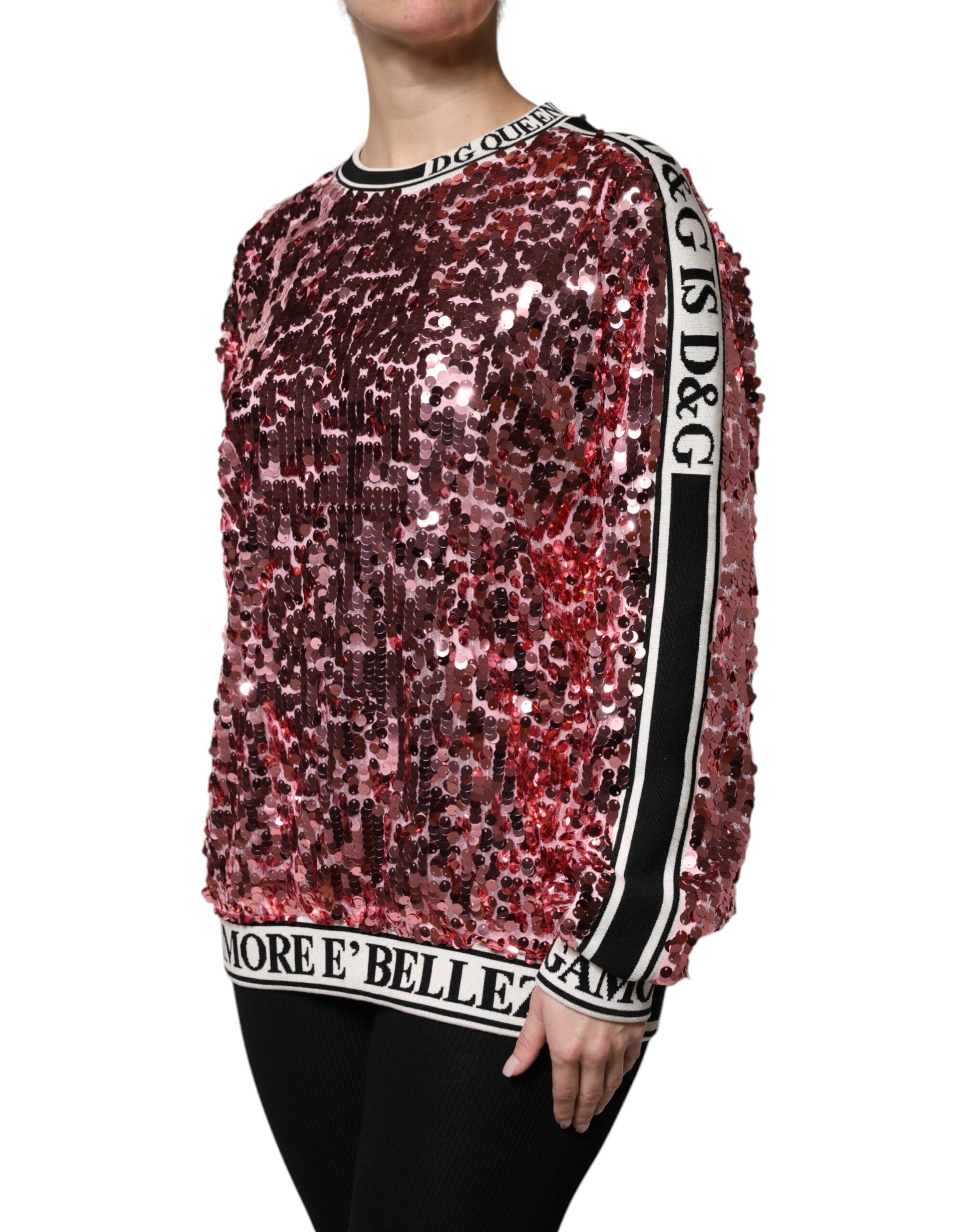 Pink DG Queen Sequin Pullover Sweater - ventzia