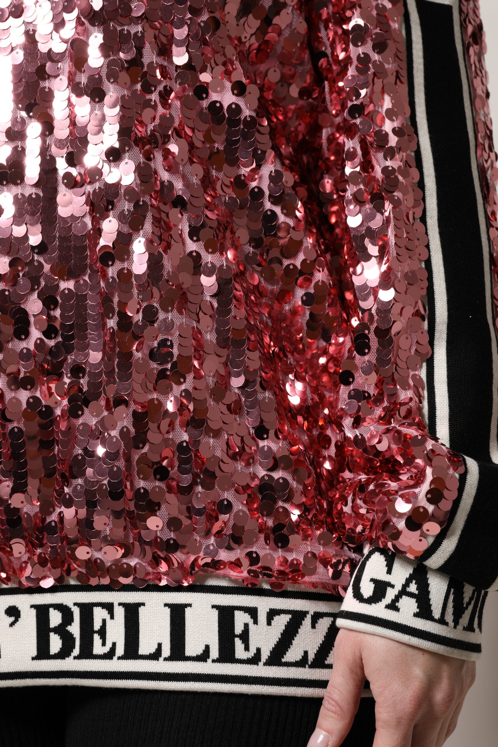 Pink DG Queen Sequin Pullover Sweater - ventzia