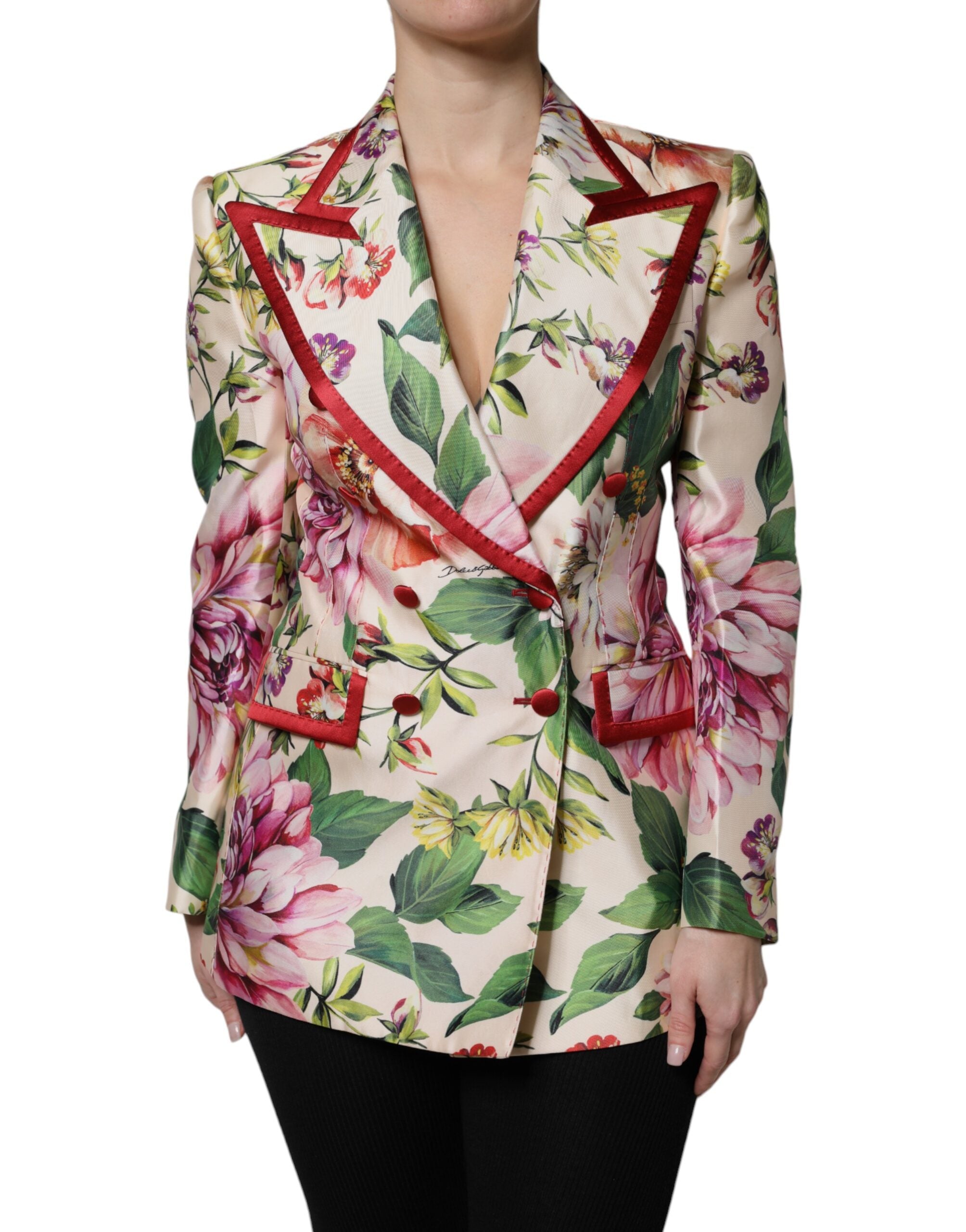 Multicolor Floral Double Breasted Jacket - ventzia
