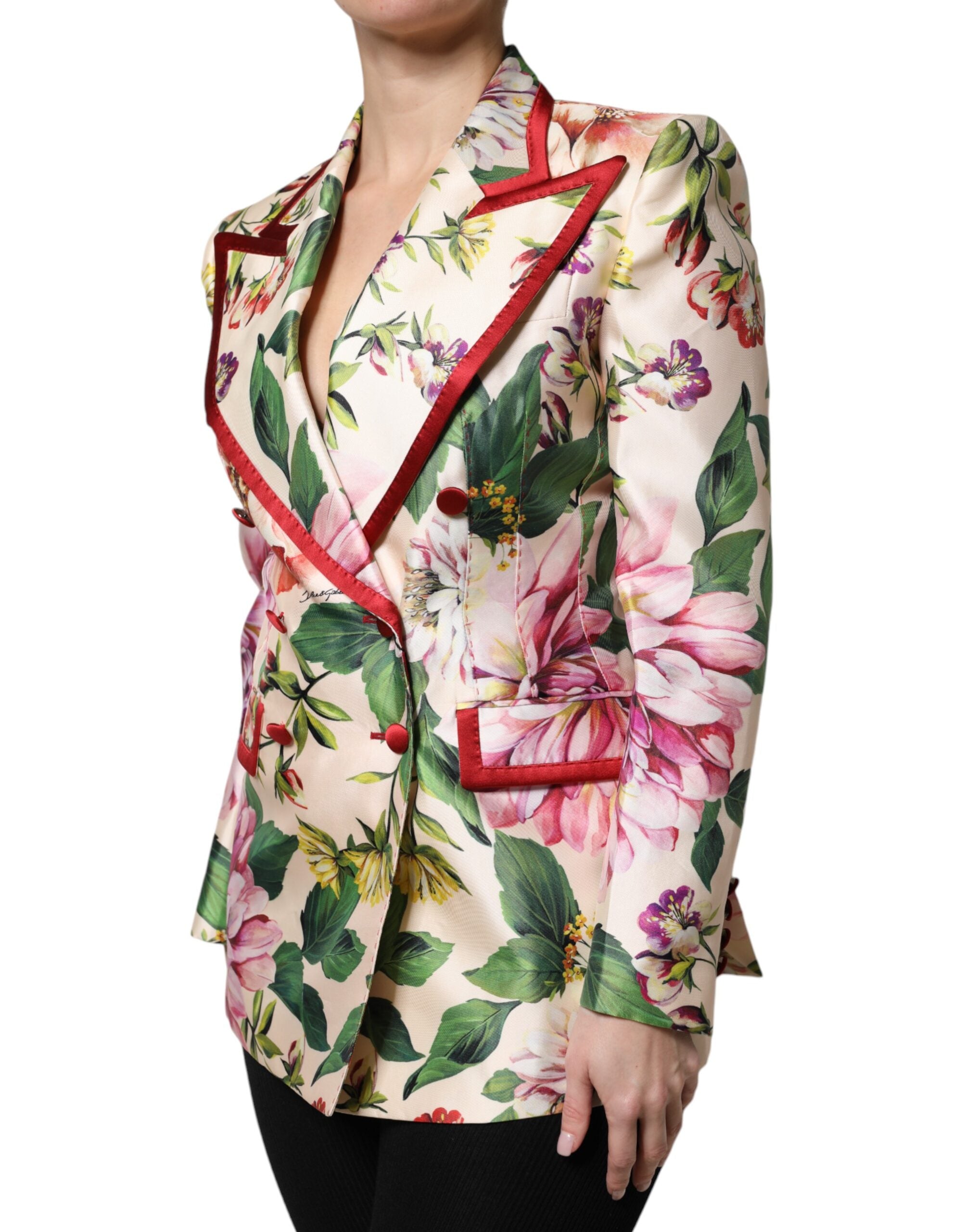 Multicolor Floral Double Breasted Jacket - ventzia
