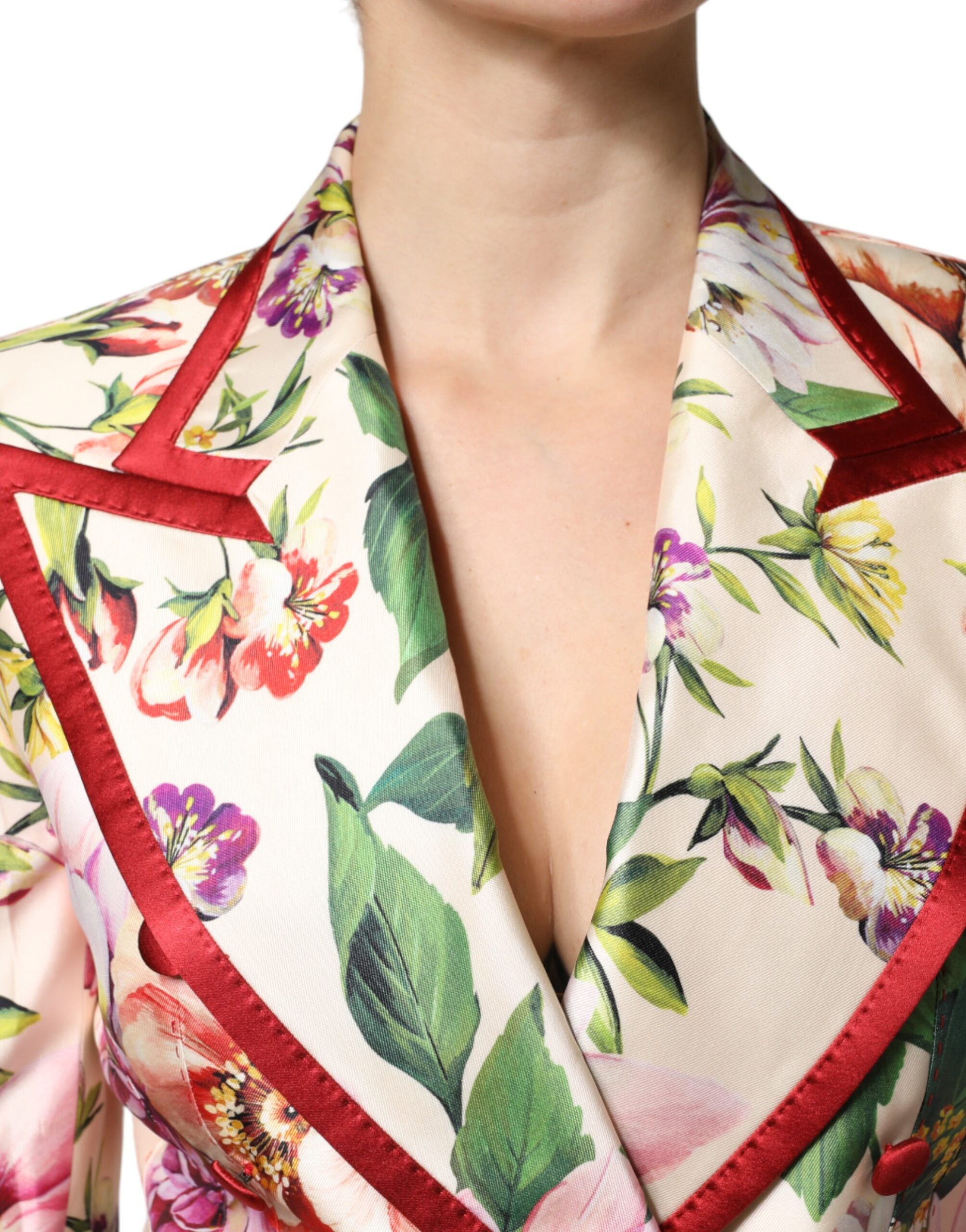 Multicolor Floral Double Breasted Jacket - ventzia