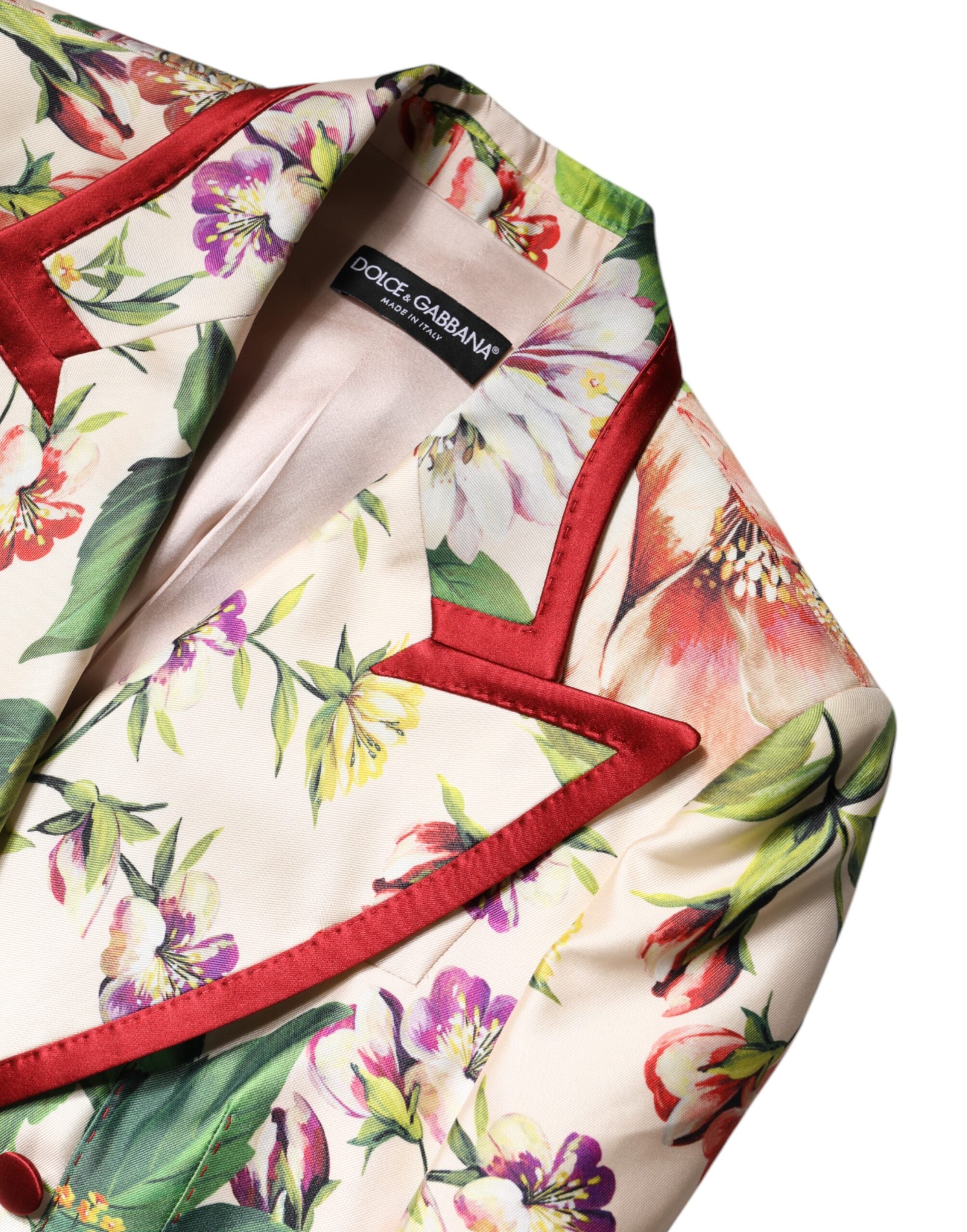 Multicolor Floral Double Breasted Jacket - ventzia