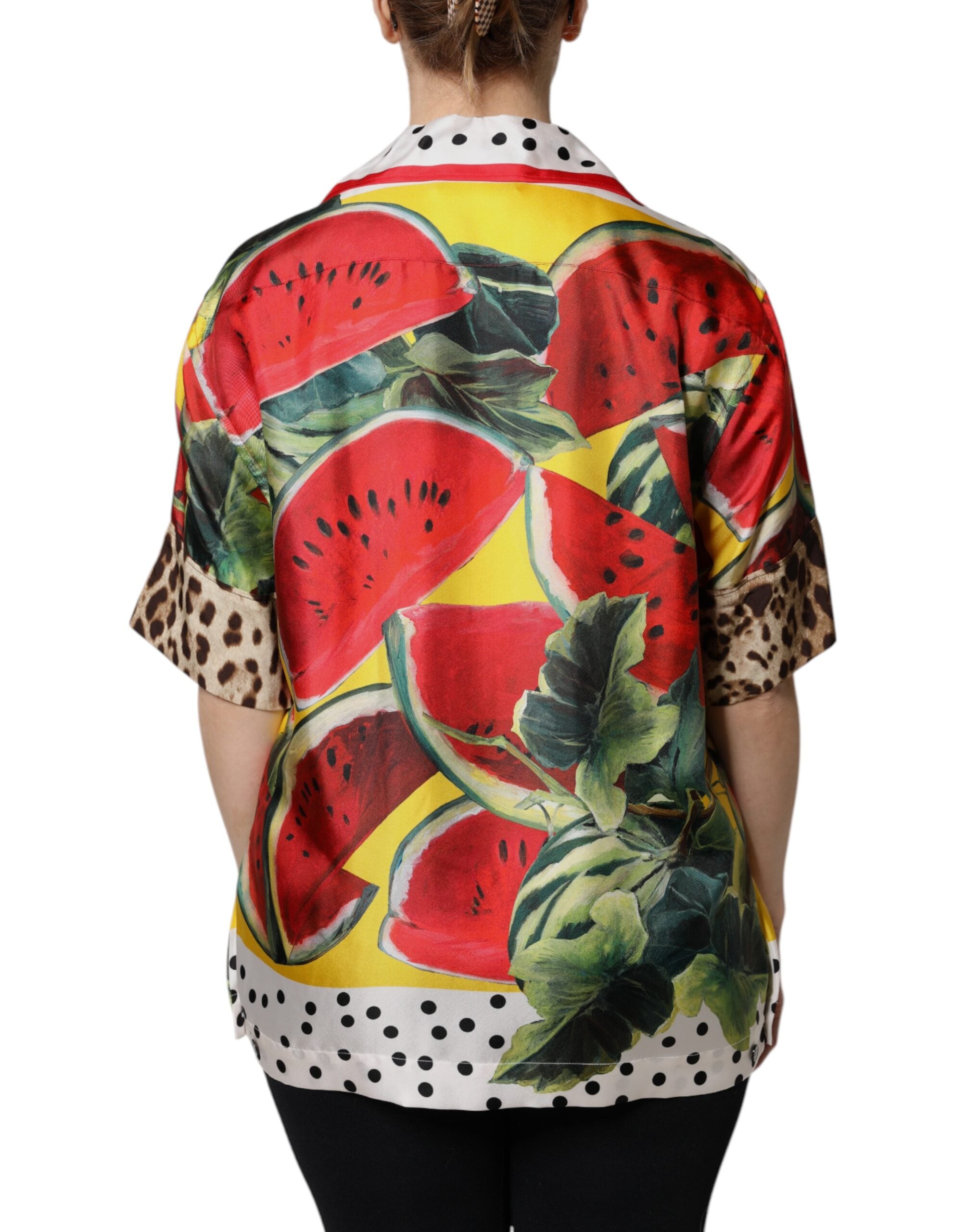 Multicolor Watermelon Collared Shirt Top - ventzia